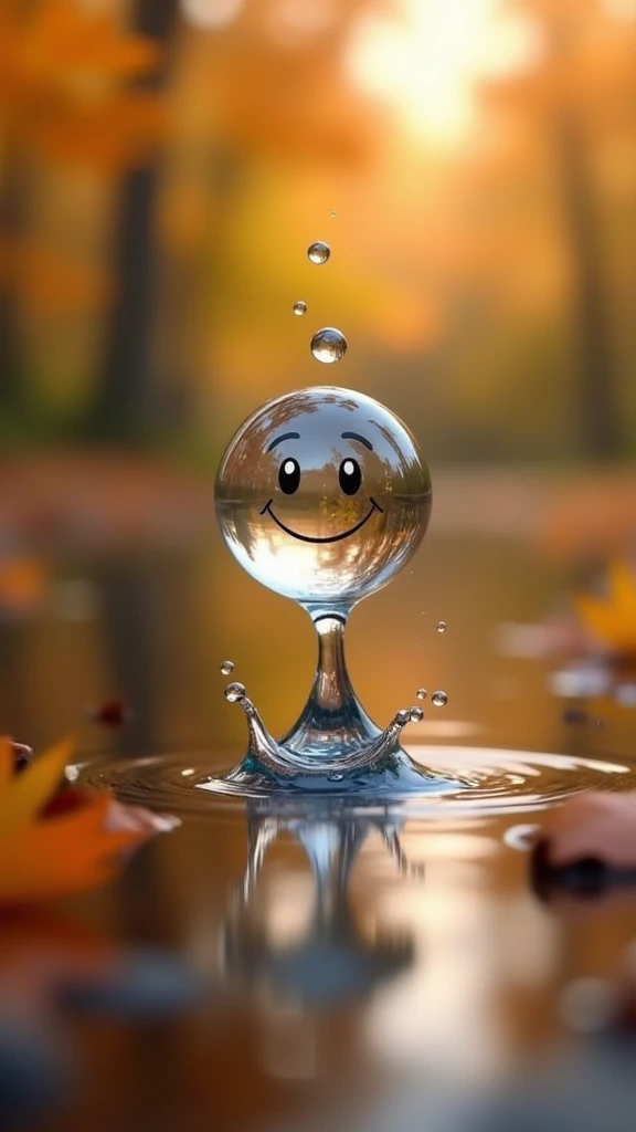 animated waterdrop,smile,autumn