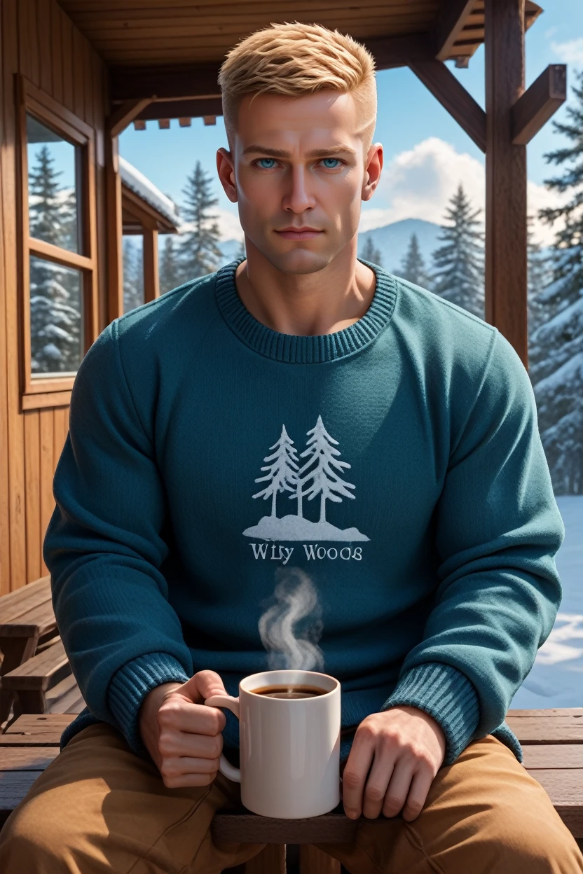 score_9, score_8_up, score_7_up, score_6_up
<lora:WSBlazkowicz:0.8>
WSBlazkowicz, 1boy, short hair, blonde hair, blue eyes, muscular, looking at viewer, at a rustic cabin in the woods, wearing a cozy sweater, sitting on the porch with a steaming mug of coffee, misty morning, pine trees surrounding, serene atmosphere