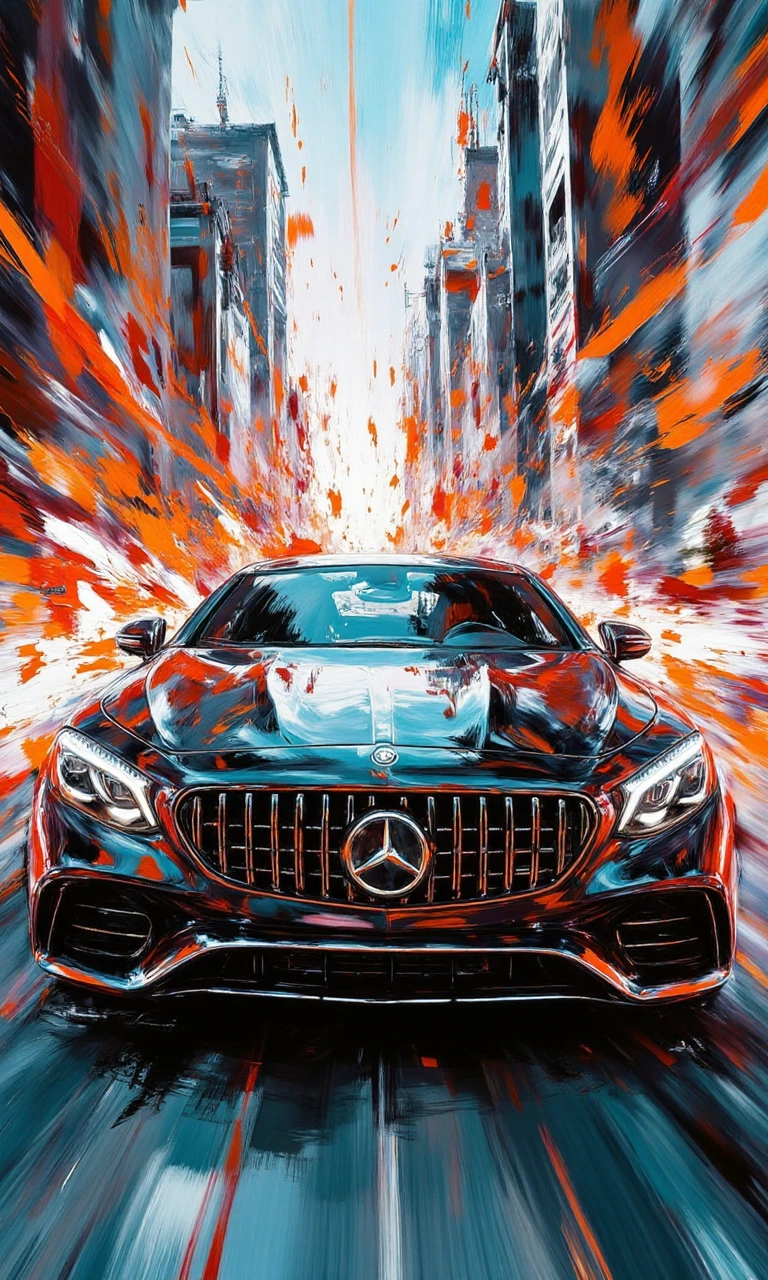 Super Maybach sports car, luxury metropolis background<flux.1_lora_ink-dynamic.safetensors:1.2:1.2>