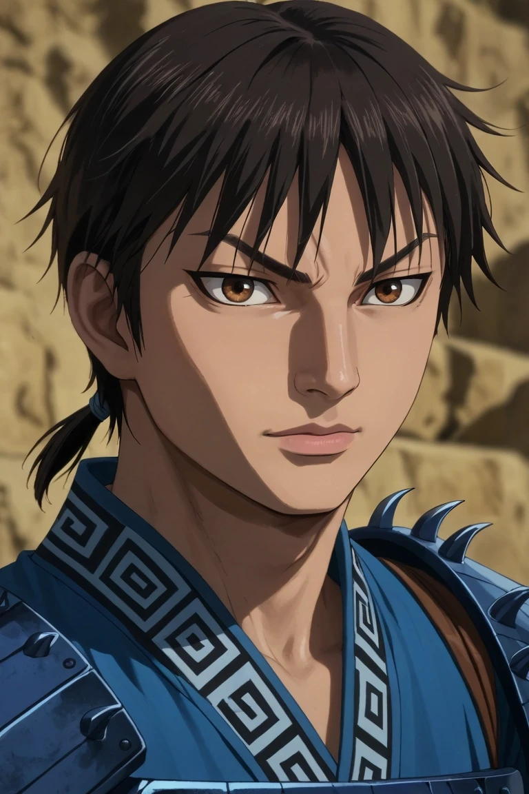score_9, score_8_up, score_7_up, source_anime, rating_safe, intricate details, (realistic:0.6), , depth of field, 1boy, solo, male focus, <lora:xin_kingdom_pony:0.98>, xin_kingdom, black hair, brown eyes, short hair, low ponytail, , armor, , , <lora:sdxl_lightning_8step_lora:1>