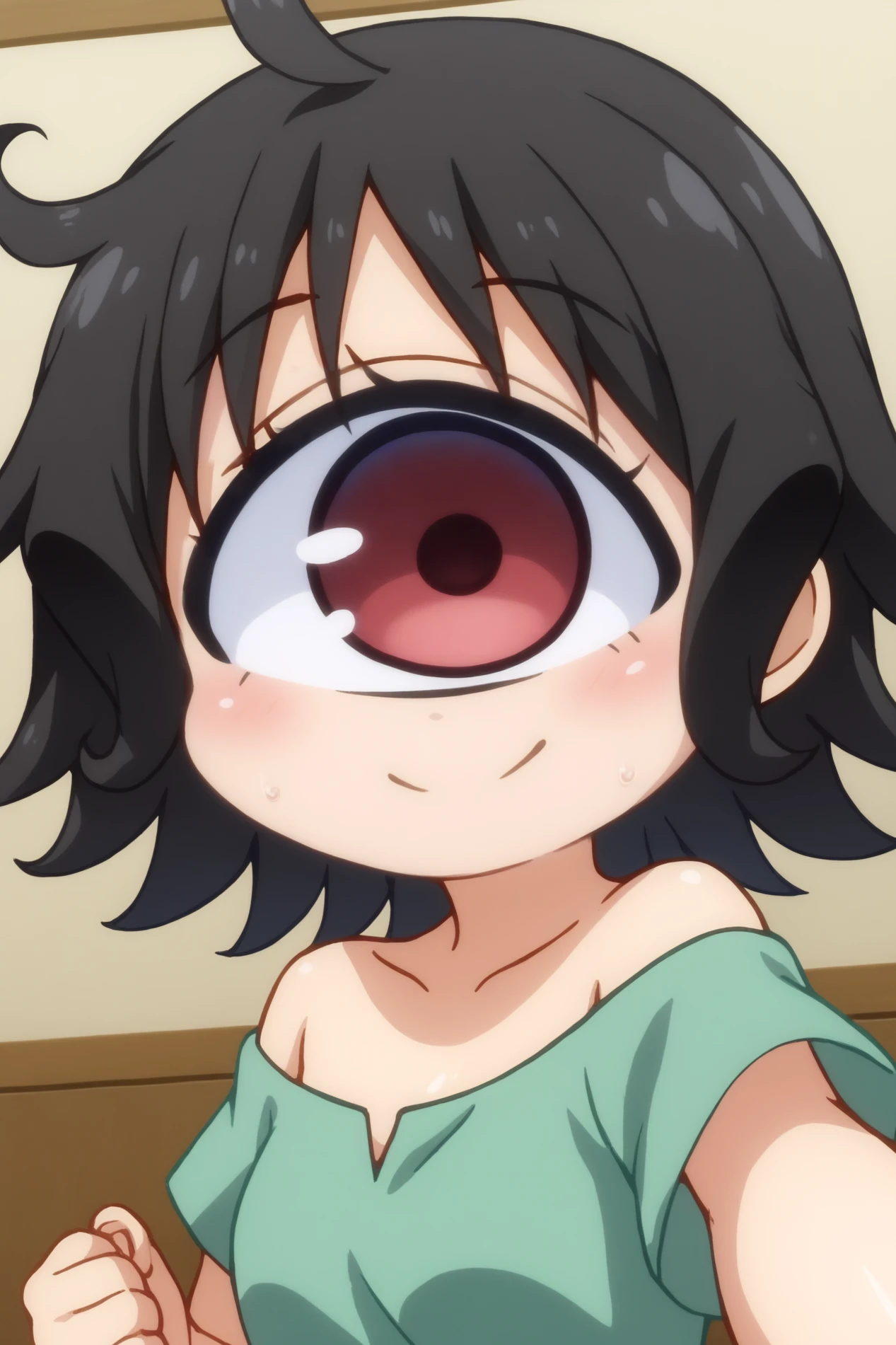 (Perfect body),Highest quality,16K、Masseter muscle area、((Browsing Caution))、((((Embarrassing))))、(Breast augmentation)、Are crying、(obesity)、(kiss)、Wooden Femdom、short hair、(Red eyes),Black Hair、((Sweat))、(((Focus on the face)))、(Bedroom at night)、Glasses