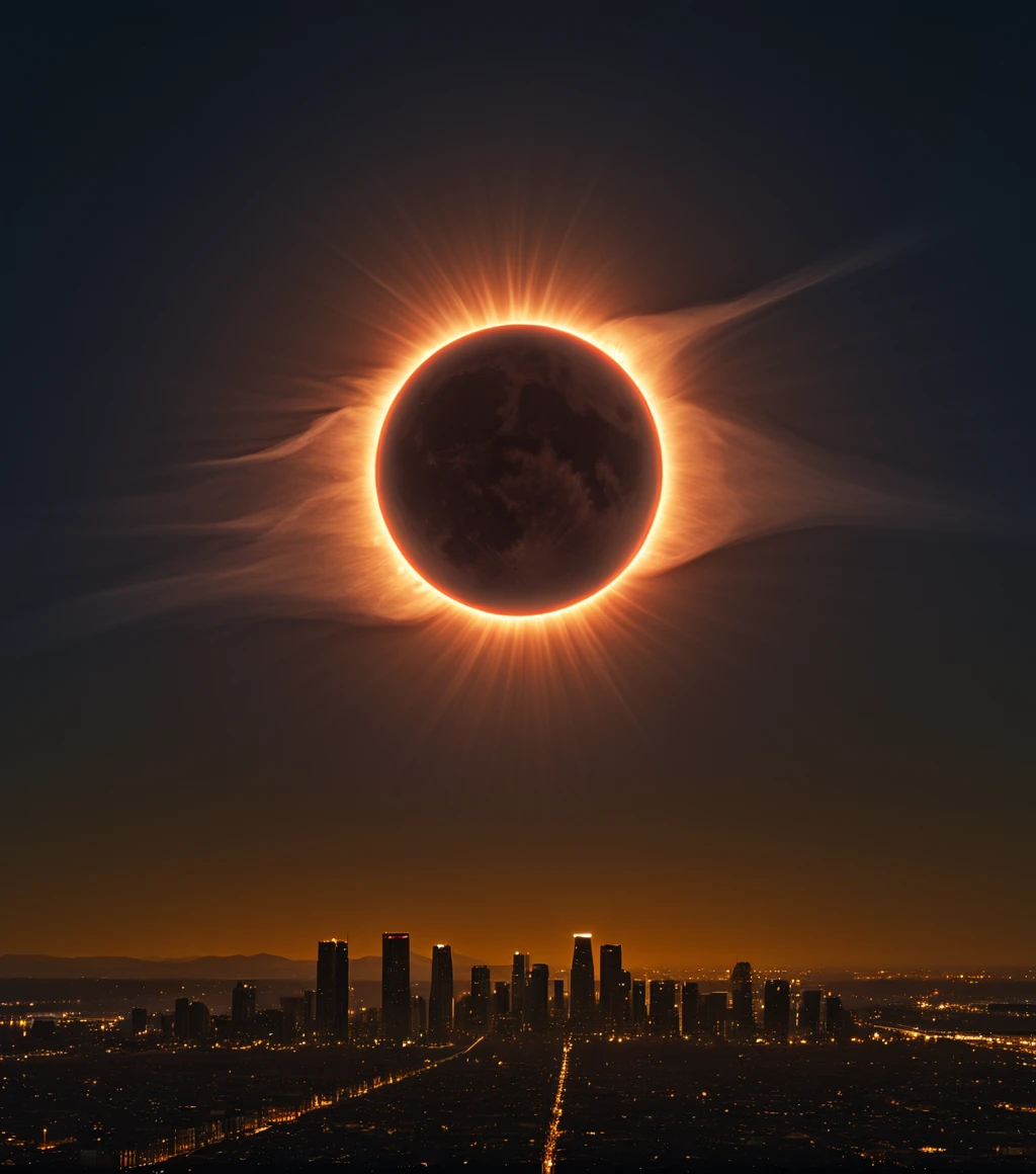 <lora:3cl1p53_01XL-000008:1.1>,(3cl1p53 style),a RAW photograph of (3cl1p53 eclipse:0.9) (rising high in the sky above),with a (city skyline at night),surrounded by bright solar corona,HDR,(wide angle shot),sharp focus,(highly detailed),(8k wallpaper),intricately detailed,highres,absurdres,hyper realistic,8K UHD DSLR,IMAX,extremely intricate,4k textures,cinematic look),hyperdetailed