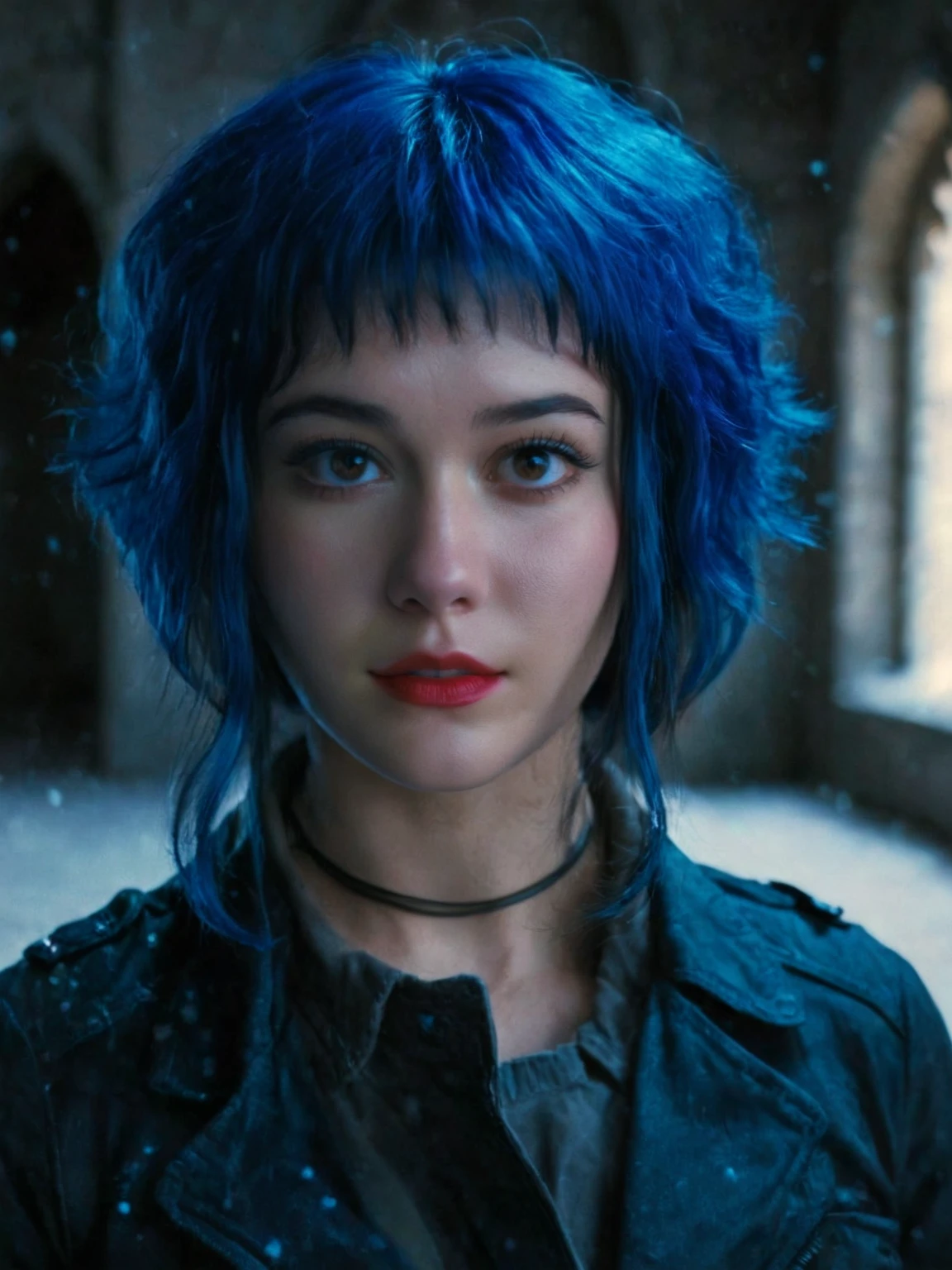 cinematic,highly detailed,raw photo
inside castle,action,blood particles,
<lora:melwinstead_v2_everclear:1.1> ramflaw woman, rmflwwmn hair,blue hair