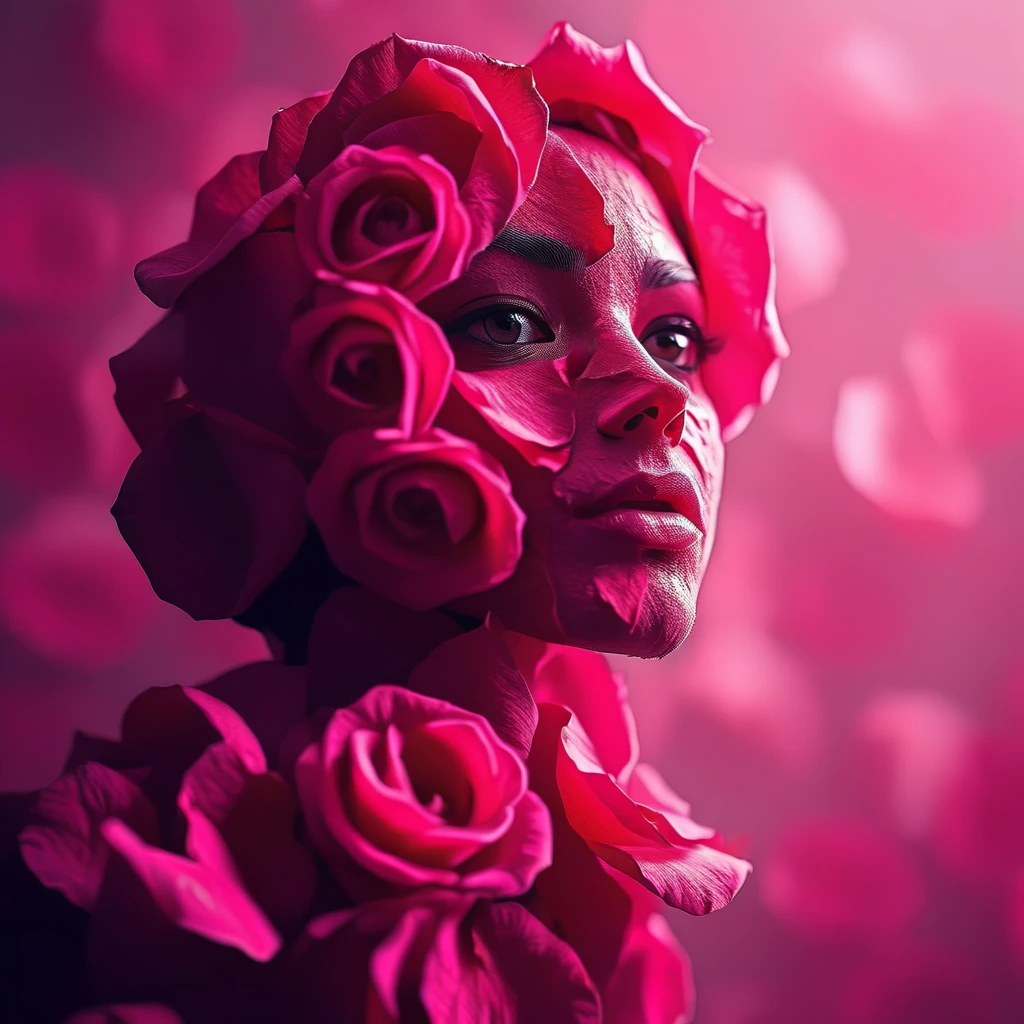 rosifex face girl made of rose, cinematic, professional photo<lora:rosifex :1>