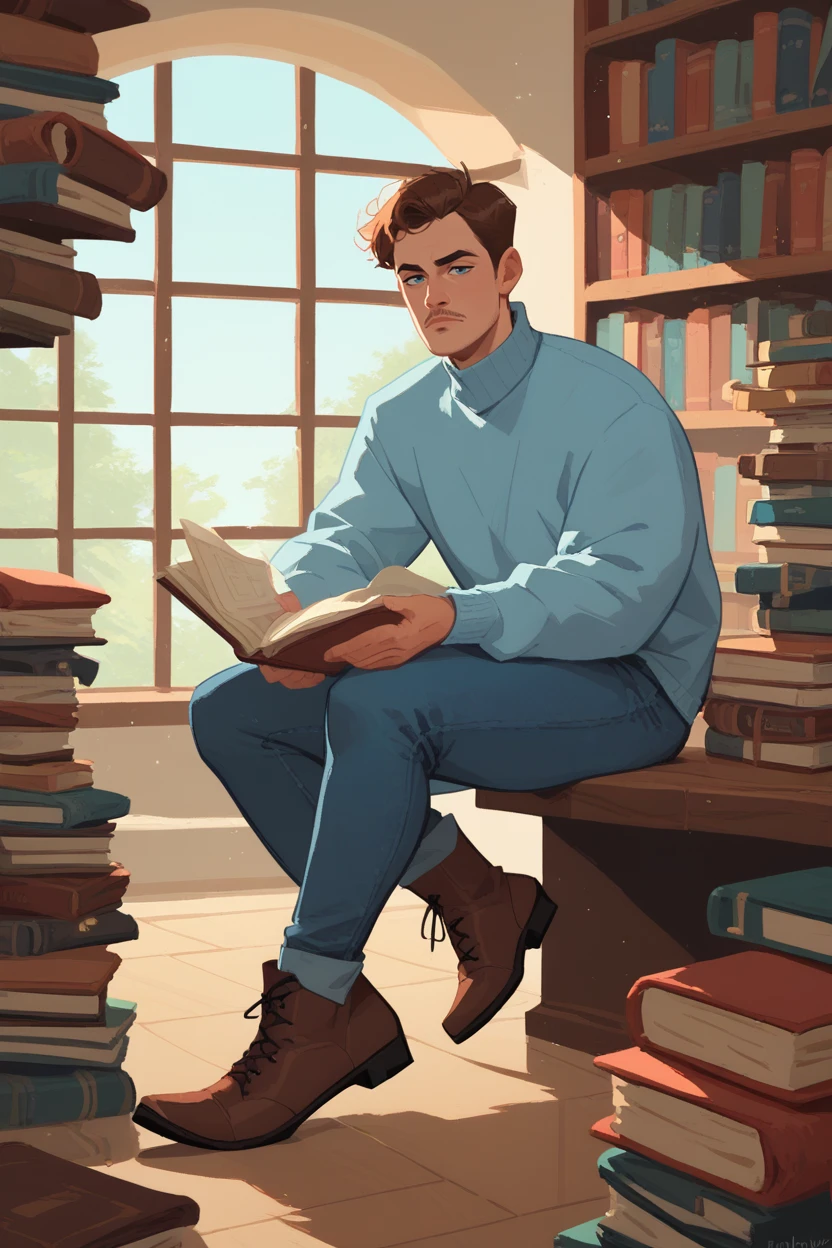 score_9, score_8_up, score_7_up, score_6_up
<lora:STBilly:0.8>
STBilly, solo, 1boy, brown hair, blue eyes, Camel overcoat, turtleneck sweater, dark wash jeans, and Chelsea boots, Magical library with floating books, warm light, fantastical