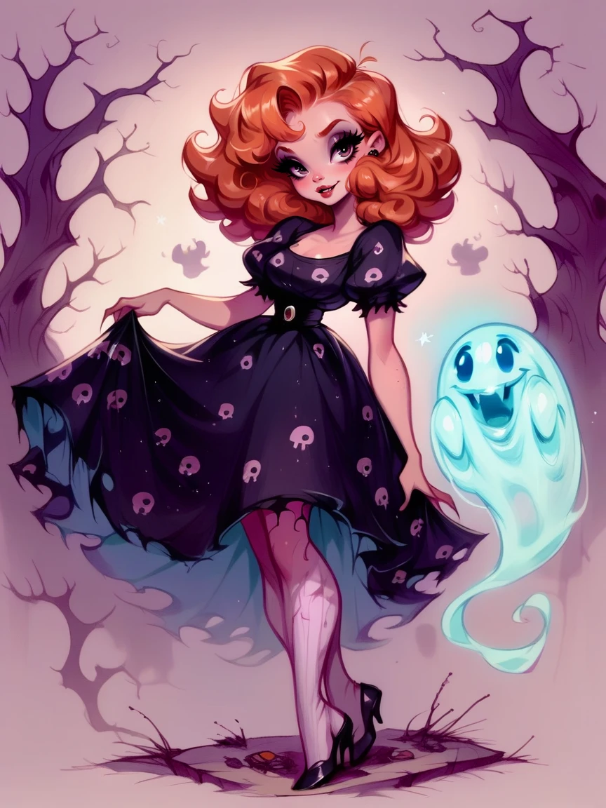 score_9, score_8_up, score_7_up, score_6_up, score_5_up <lora:K33N3RXLP:1> k33n3r, 1girl, solo, ginger hair, ghost, spooky, dress,