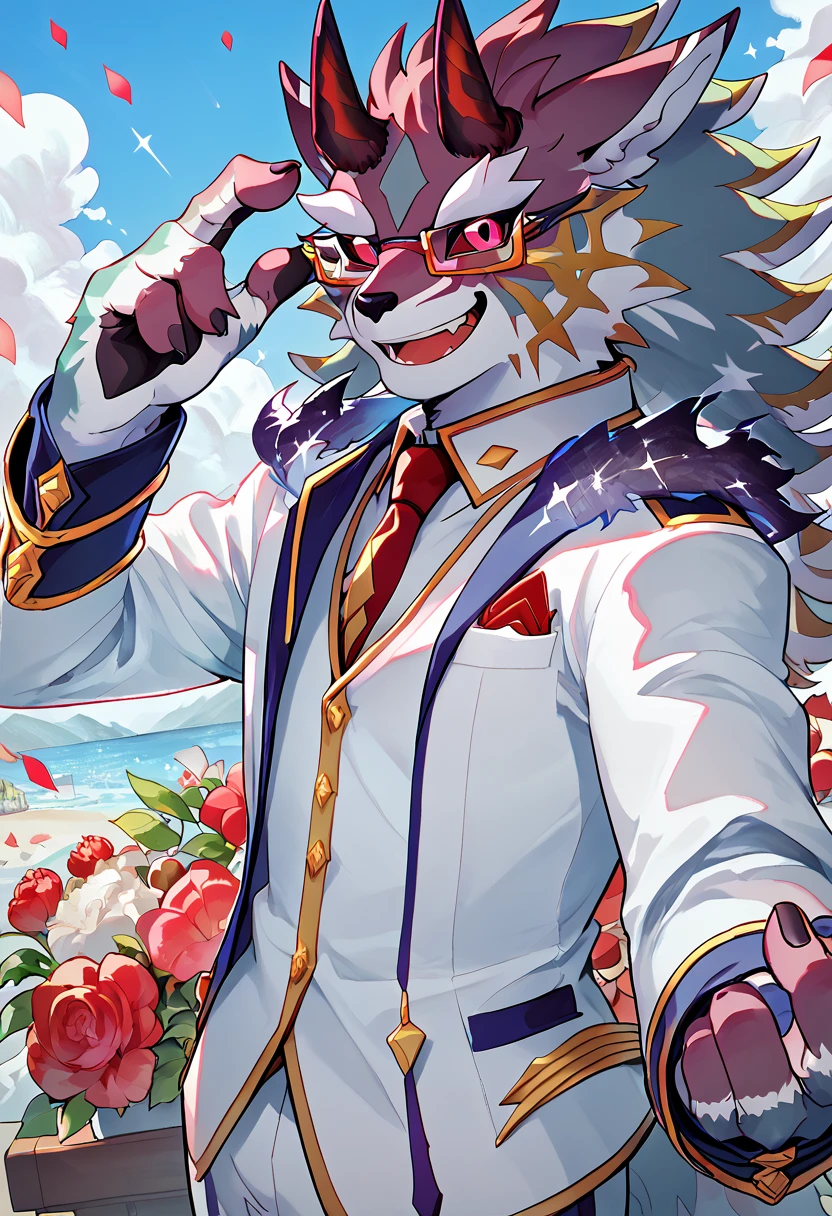 score_9, score_8_up, score_7_up, high quality, hires, 4K, solo, bael, housamo, tokyo afterschool summoners, red sclera, glasses, happy, looking at viewer, <lora:Bael_TAS_Housamo:1>