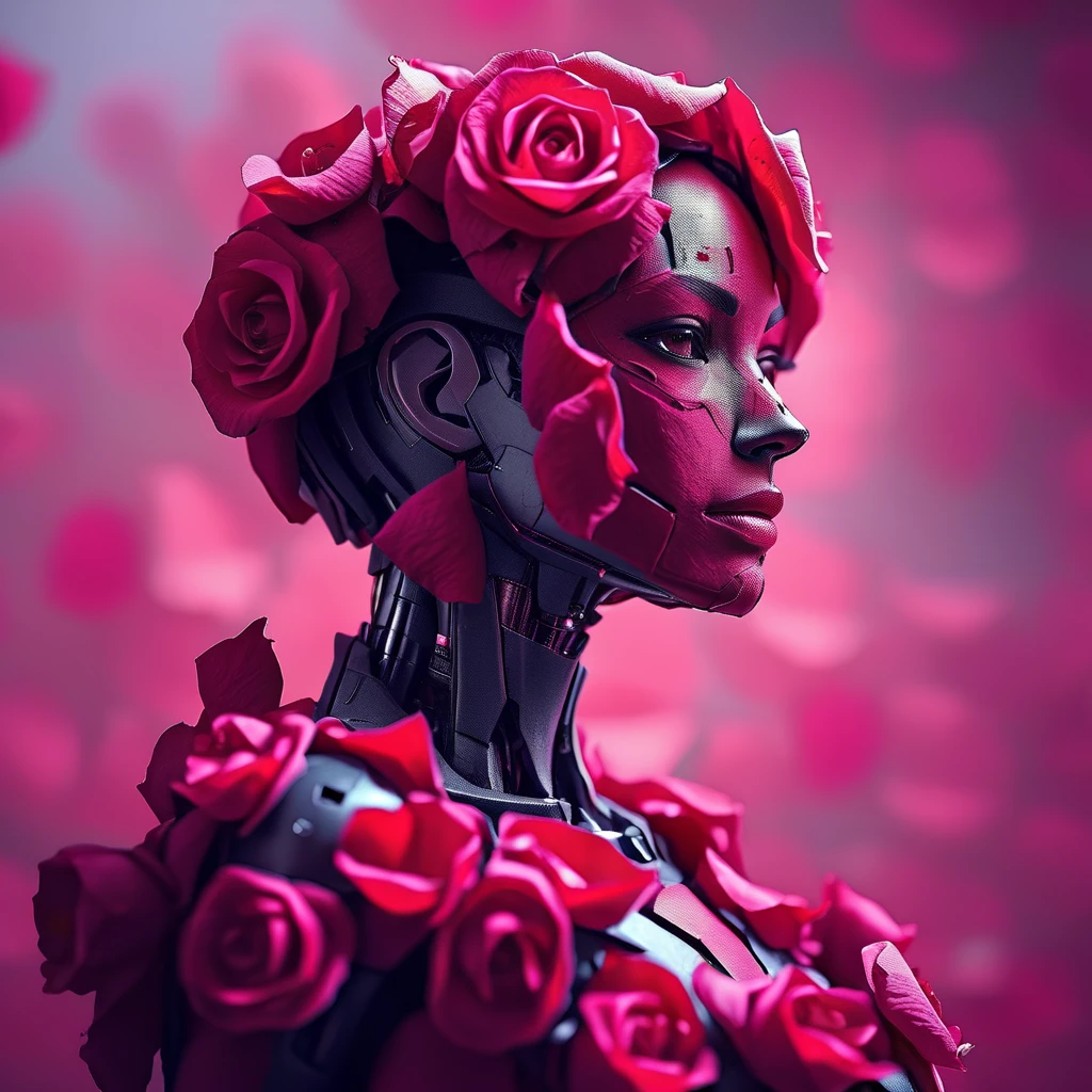 rosifex cyborg girl made of rose, cinematic, professional photo<lora:rosifex :1>