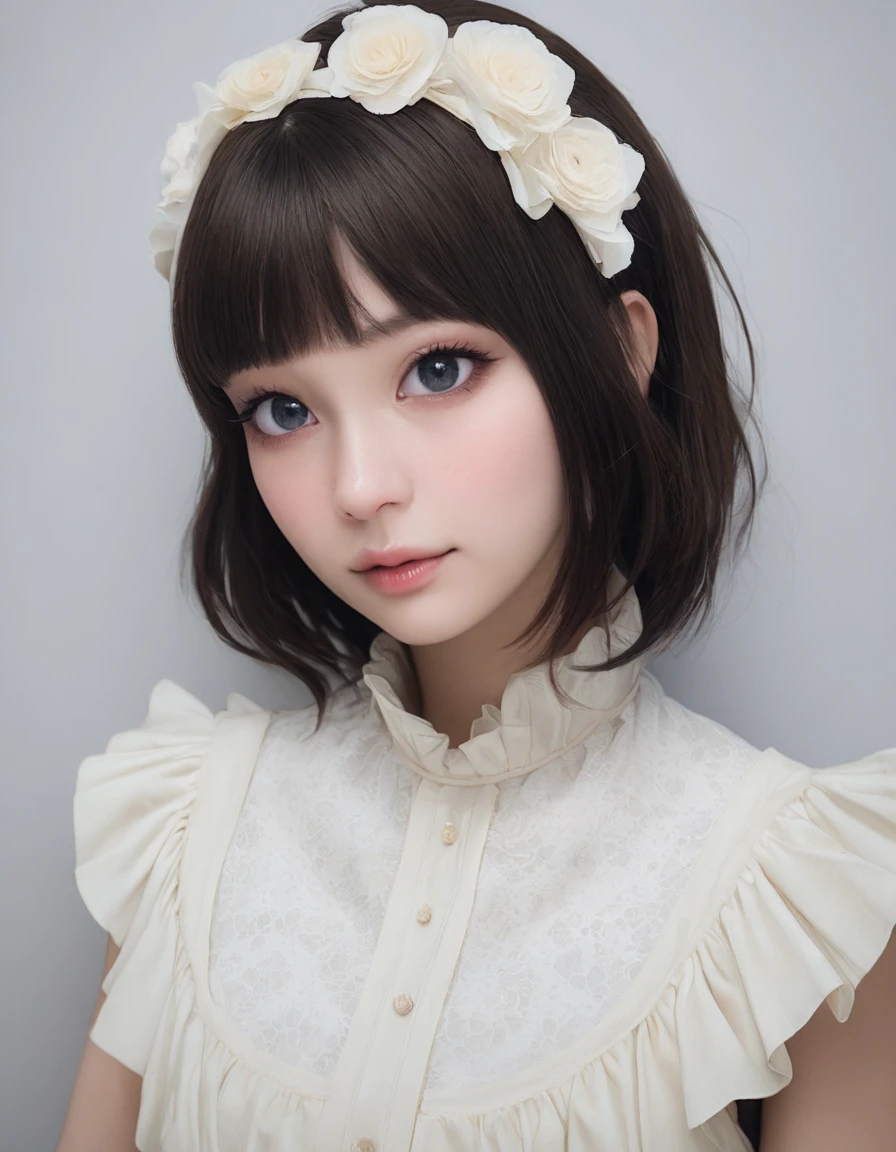 masterpiece, best quality, very aesthetic,
high resolution, [:natural skin, detailed skin, (skindentation:0.3):0.5],
1 girl, japanese, cute idol, (white high collar blouse , frills:1.3),  (maria veil:1.4), big round eyes,Detailed eyes,
Medium Hair, Straight bangs, 
ridiculous amount  flowers, lots of flowers, cloudy sky, <lora:WhippeMilk:0.7>