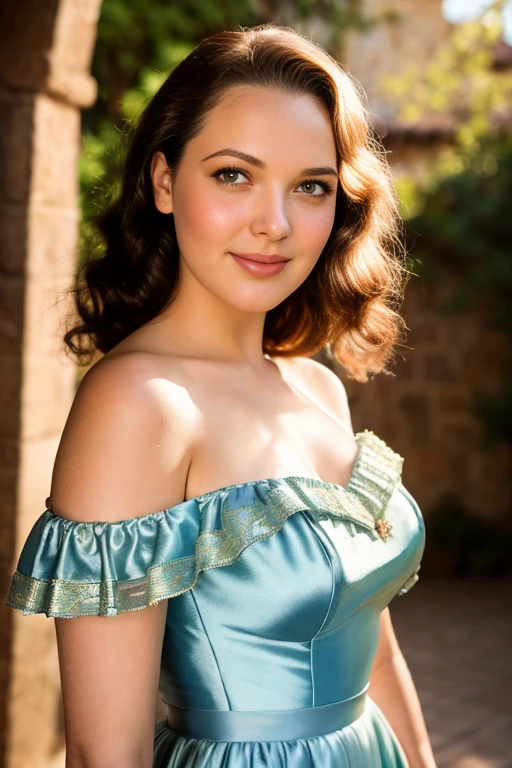 LinD4rTTXV1F,
a beautiful smiling woman posing for masterpiece photo in off-shoulder dress, standing in a medieval town,
(professional photo shooting), (high buget photo), (model pose), (Hasselblad X1D II Digital), (perfect color grading), (natural light), (high quality photography), (intricate details), (8k), (HDR), (sharp focus),
(close-up portrait:1.2)
