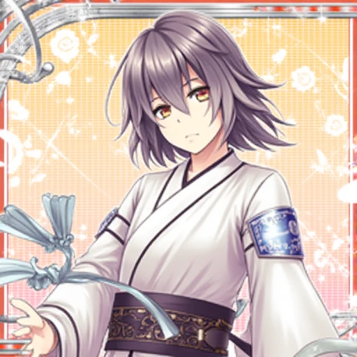 oekaki, antenna hair, two side up, chef, male focus, sword, armlet, japanese clothes, white rose