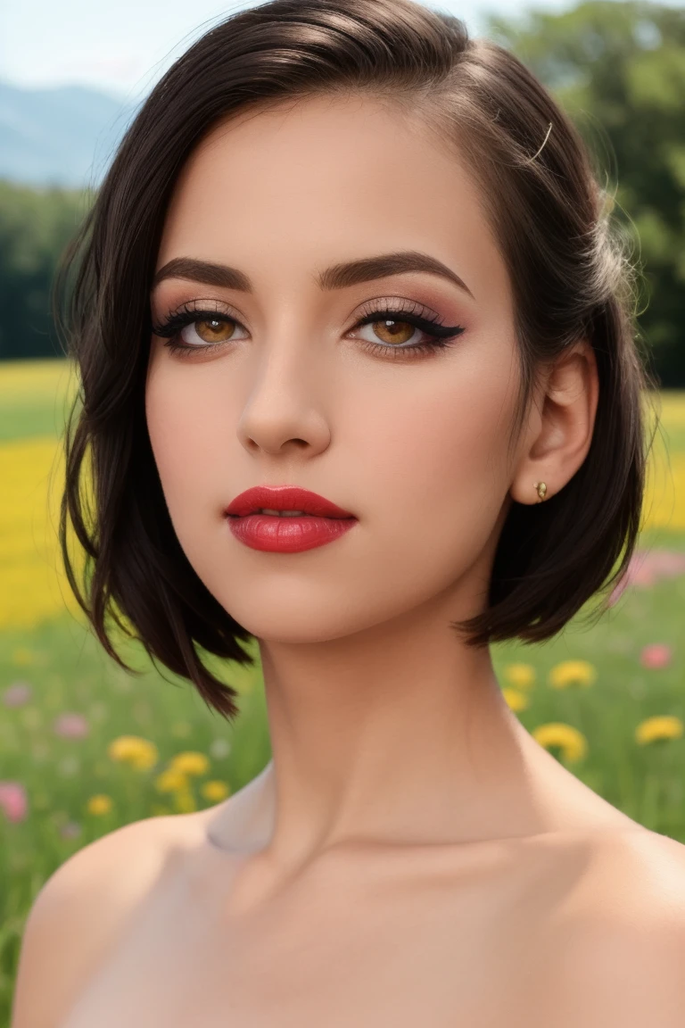 <lora:janadefi:0.6>, janadefi, ((fully clothed, modest)) , ((red lipstick, blush, eyeliner, eye shadow)), ((masterpiece, best quality, extremely detailed, high resolution)), ((detailed eyes, detailed face):1.2), ,photo of a woman, RAW, close portrait photo, ((beautiful floral print sundress)),((short hair, pixie cut)), ((outdoors, gorgeous meadow, walking)), 8k uhd, dslr, soft lighting, high quality, film grain, Fujifilm XT3 sharp focus, f 5.6,, slight smile, ((detailed eyes, beautiful eyes, detailed face, beautiful face)),