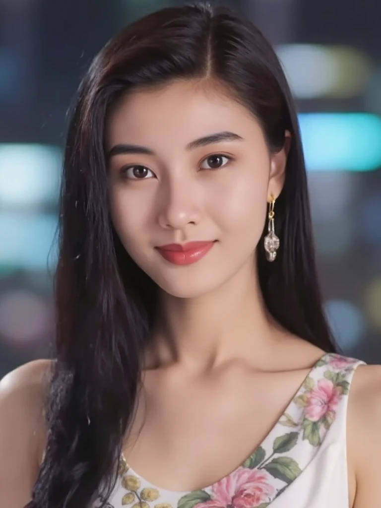 LJX,
white dress,looking at viewer, floral print, depth of field, night cityscape, (1girl:1), long hair, ulzzang-6500v1.1, (original: 1.2), (realistic: 1.3) , beautiful girl with beautiful details, extremely detailed eyes and face, eyes with beautiful details, absurd, incredibly absurd, huge file size, ultra detail, high resolution, ultra detailed, best quality, masterpiece, illustration, ultra detailed and beautiful, ultra detailed, CG, unity, 8k wallpaper, amazing, fine Detail, masterpiece, top quality, official art, extremely detailed CG unity 8k wallpaper, cinematic lighting, (perfect shiny skin:0.6), slim and smooth lines, (floating), (small breasts:1), earrings ,