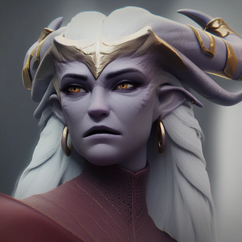 score_9, score_8_up, score_7_up, portrait, beautiful, <lora:ArichockFlemeth:1> BREAK Arishok. Arishokkda2. qunari. grey skin. grey colored skin. horns earrings. long hair. white hair.