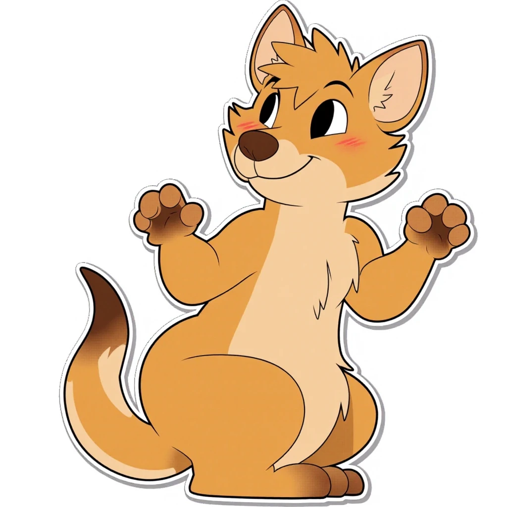 Vector Art Stickers, furry artwork of an anthropomorphic kangaroo, cute and with a brown body. <lora:Telegram_Sticker_Flux:1> telesticker, white outline, professional vector design, sticker designs, Sticker Sheet