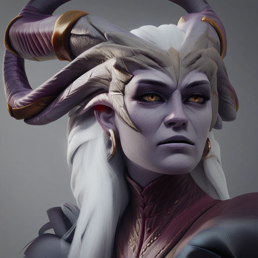 score_9, score_8_up, score_7_up, portrait, beautiful, <lora:ArichockFlemeth:1> BREAK Arishok. Arishokkda2. qunari. grey skin. grey colored skin. horns earrings. long hair. white hair.