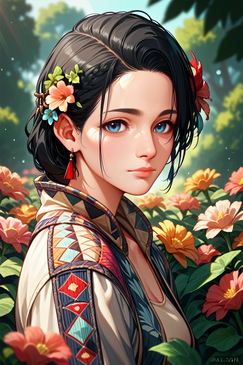 score_9, score_8_up, score_7_up, 
<lora:T8Azucena:0.8>
T8Azucena, 1girl, black hair, blue eyes, hair ornament, looking at viewer, standing in a sunlit garden, surrounded by blooming flowers, soft focus background with bokeh, gentle breeze rustling through leaves, romantic and dreamy ambiance