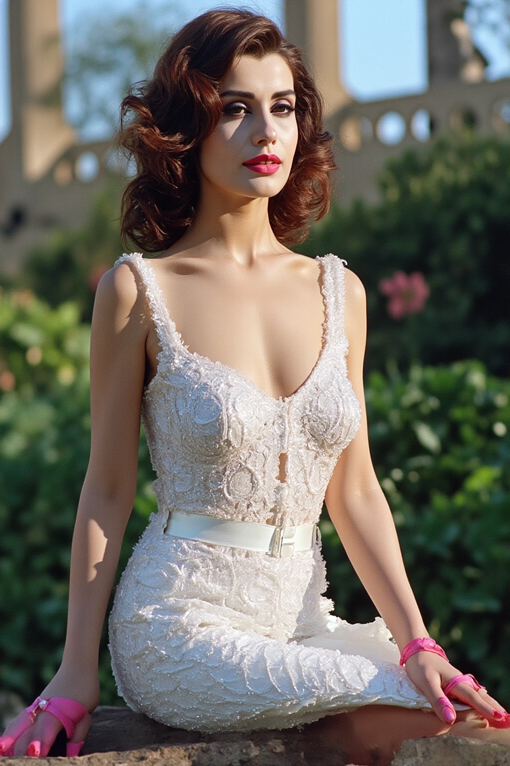 close portrait of a beautiful woman.

(modern photo, A white lace dress, paired with pink high heels, for a sweet and feminine look:1.1), closeup portrait, 85mm, (analog, cinematic, film grain, hazy atmosphere:1.3), ((A garden in the afternoon, with sunlight shining through the leaves:1.2)), detailed eyes, (painted lips), (seductive), (cinematic shot:1.3),










