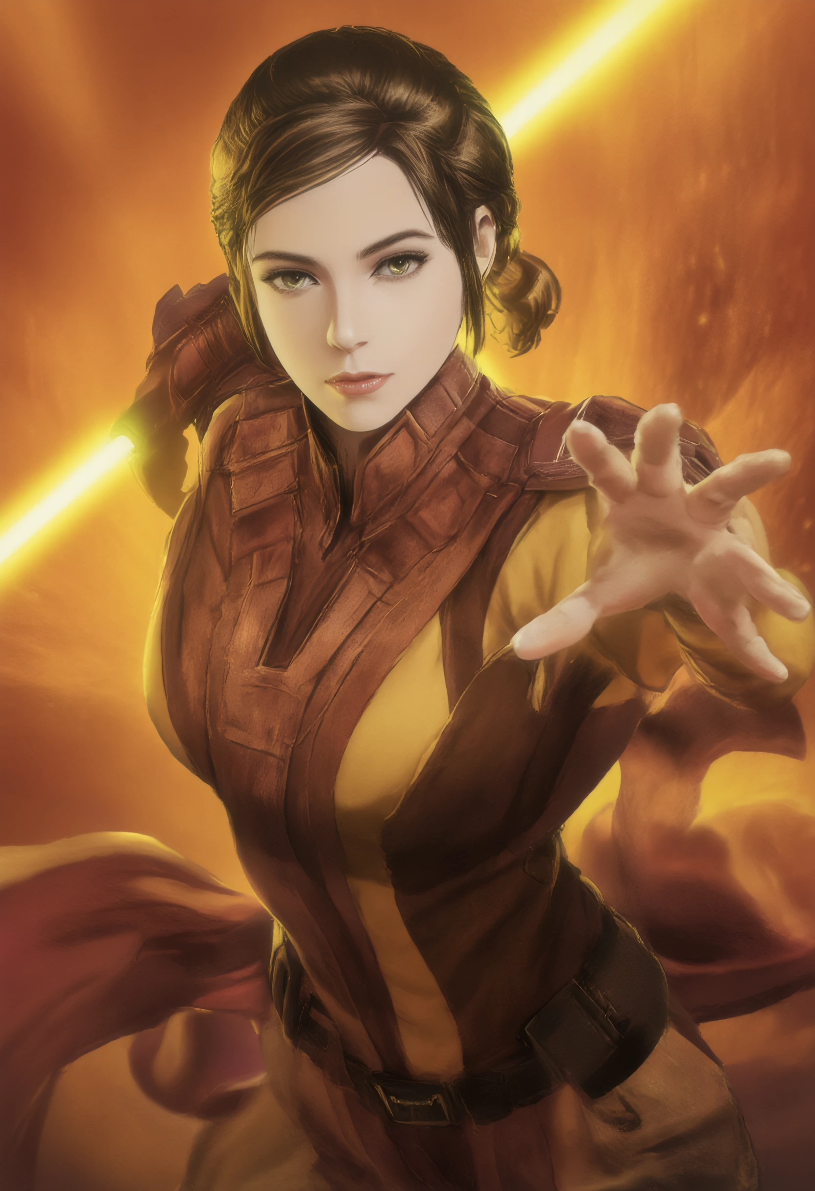 bastila_shan wielding her yellow lightsaber