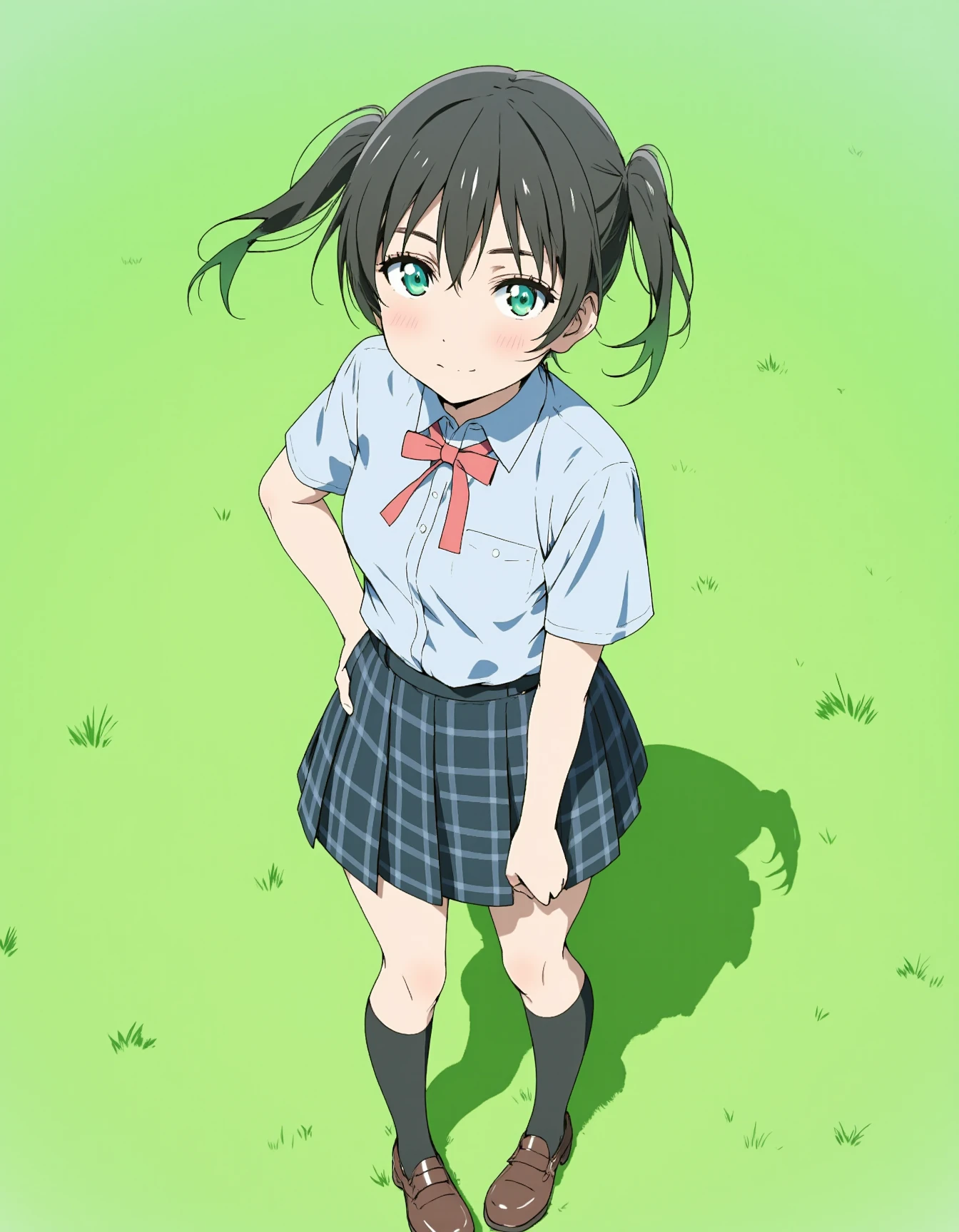 Takasaki Yuu standing on grass, wearing school uniform.
<lora:Takasaki Yuu FLUX V1:0.8>