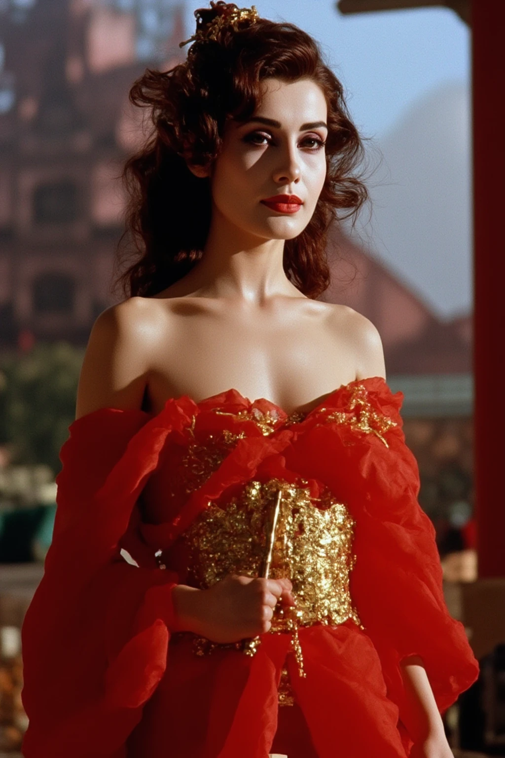 portrait of a beautiful woman.


(Dressed in a flowing, elegantly designed robe in shades of red and gold, her long, dark hair cascades around her shoulders, and her serene expression conveys strength and grace as she stands poised with a delicate fan in hand),
(Set against a stunning backdrop of ancient Chinese landscapes, where vibrant colors and dramatic lighting enhance the visual splendor and emotional intensity of the scene),
(majestic:1.3),
(dramatic, high-contrast lighting with a rich color palette, sharp focus on the heroine, cinematic composition with a visually striking, poetic mood:1.4),










