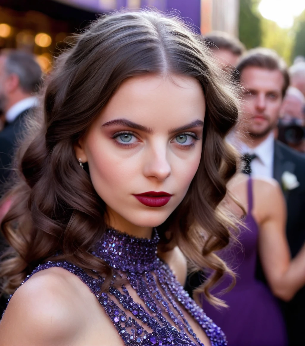(((ultra realistic))) Photo, masterpiece, top quality, (pale skin), (Ultra detailed face and eyes:1.3), 1 girl, Kat Dennings , In Lifchik, ((Eye makeup, navy blue mascara)), ((large detailed lips)), ((dark wavy hair)), ((Stylish hairstyle)) , (Natural cleavage in dark-red bodycon dress:1.2), Slim waist, photoshoot, Harsh sunlight in lighting, (The play of light and shadows), depth of field, bokeh, (special attention to skin detail: 1.2), Detailed leather texture, skin pores. (Color range - delicate, Bright, amber and teal tones), UDR, ((Film grain)), ((rays)), (Glare), ((full up portrait, close to the camera)) , ultra detailed space scene,