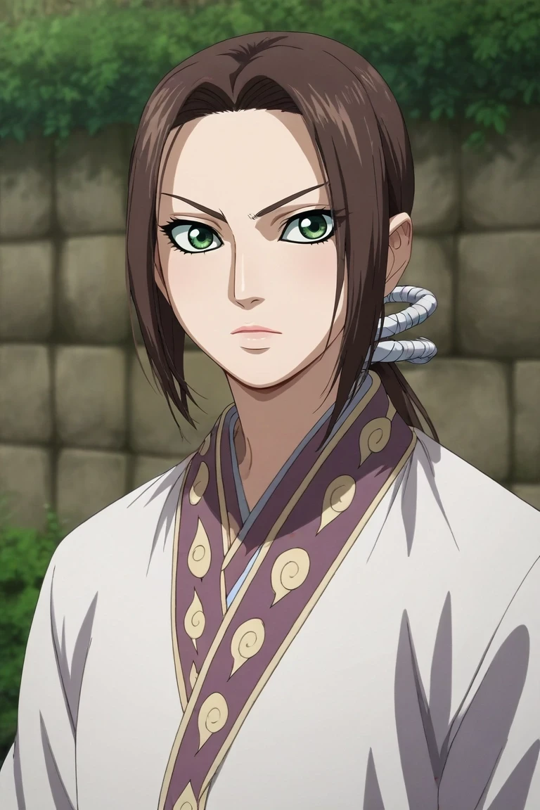 score_9, score_8_up, score_7_up, , rating_safe, , semi-realistic, looking at viewer, depth of field, 1girl, solo, <lora:kaine_kingdom_pony:0.96>, kaine_kingdom, brown hair, green eyes, long hair, ponytail, , coat, bellbottoms, <lora:sdxl_lightning_8step_lora:1>
