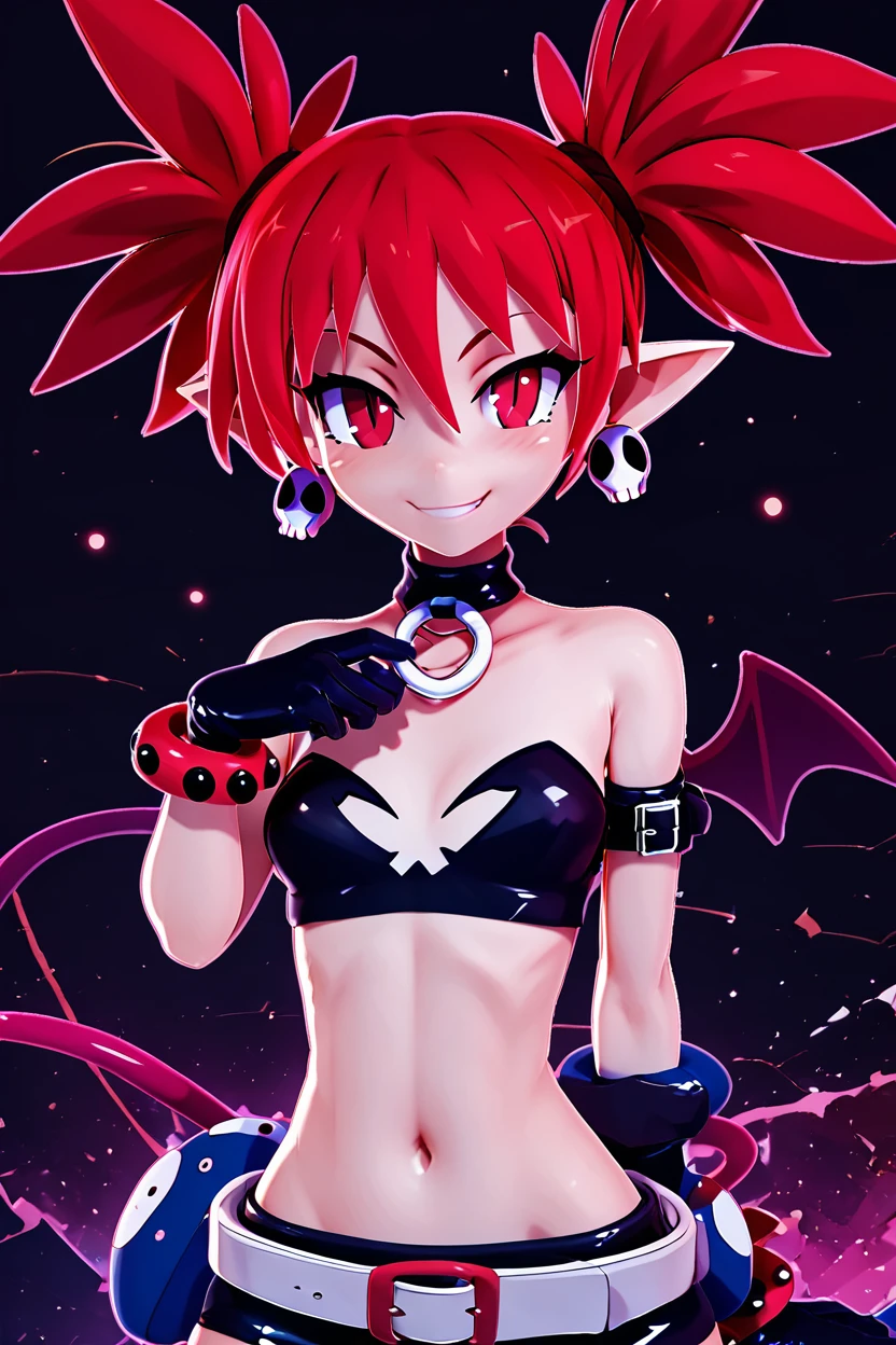 score_9, score_8_up, score_8, medium breasts, (curvy), cute, eyelashes,       BREAK, ,  zzEtna, red eyes, red hair, twintails, pointy ears, demon girl,   jewelry, earrings, choker, skull earrings, gloves, thighhighs, tail, wings, belt  <lora:Etna_Disgaea_PDXL:0.8>,  , BREAK, smile, looking at viewer, cowboy shot, ,,, embedding:zPDXL, Expressiveh, ,,, <lora:Zy0n7_PDXL:0.8>, <lora:SDXLFaeTastic2400:0.5>, <lora:Expressive_H-000001:0.4>,