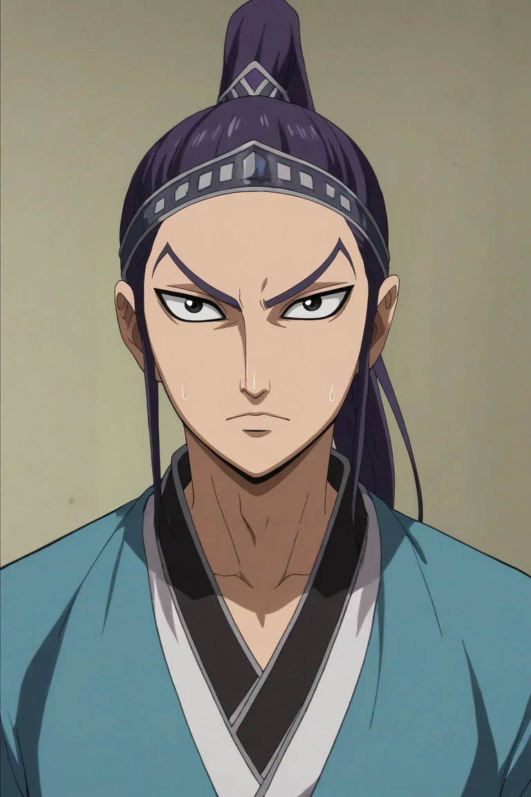 score_9, score_8_up, score_7_up, source_anime, rating_safe, , anime screencap, , official style, looking at viewer, depth of field, 1boy, solo, male focus, <lora:wang_ben_pony:0.94>, wang_ben, purple hair, black eyes, long hair, ponytail, aged down, cowboy shot, cold, ice, noon, standing, nervous, , <lora:sdxl_lightning_8step_lora:1>