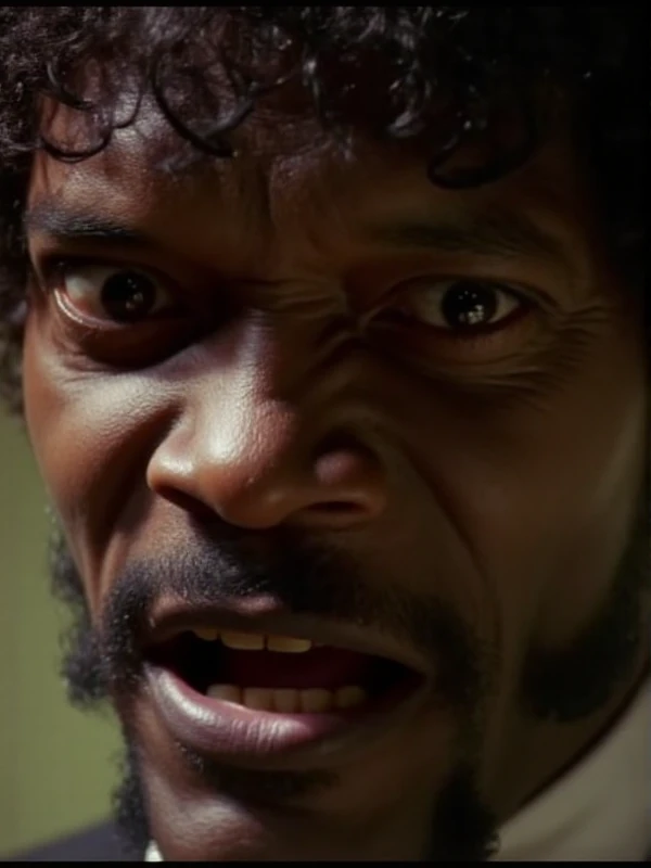 Jules Winnfield closeup face portrait. Crazy faces <lora:Jules_Winnfield:0.9>