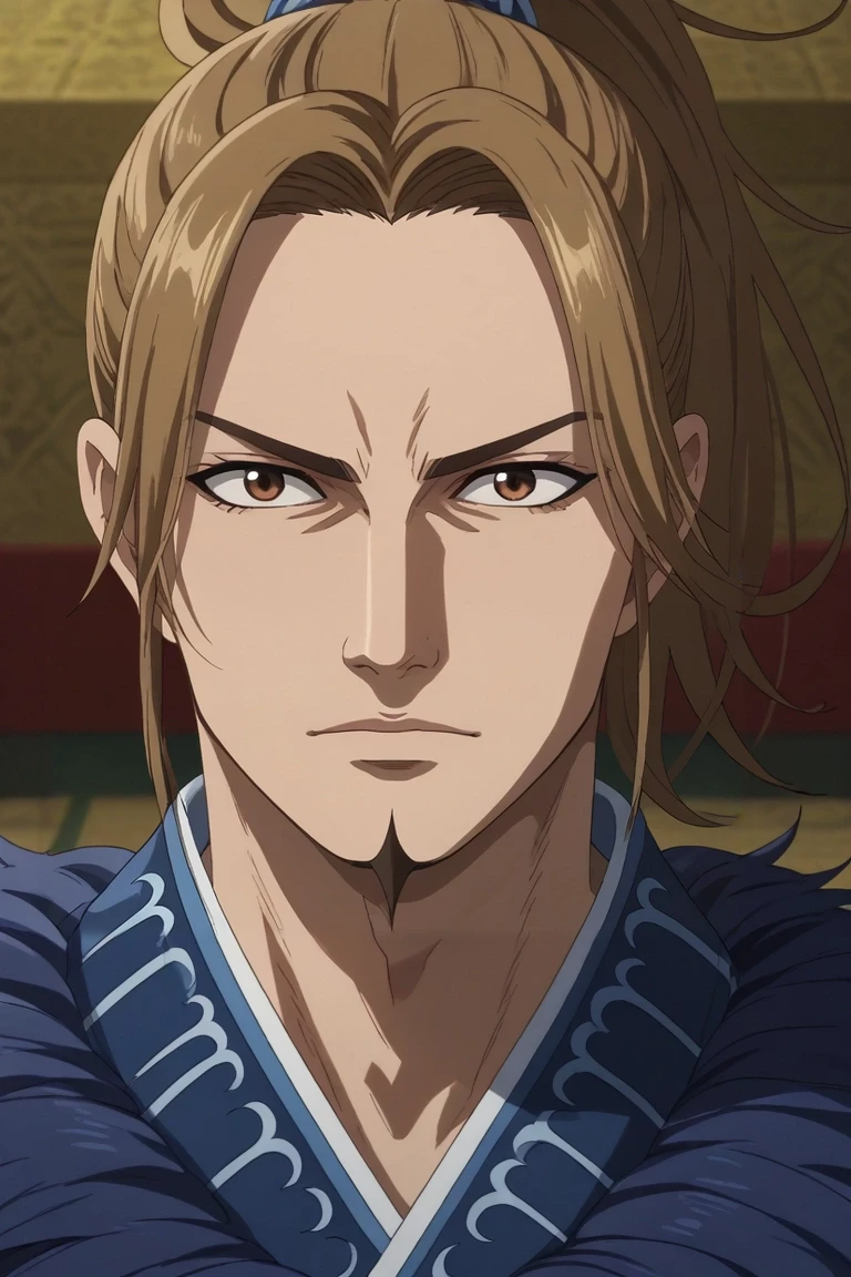 score_9, score_8_up, score_7_up, source_anime, rating_safe, intricate details, anime screencap, , official style, looking at viewer, depth of field, 1boy, solo, male focus, <lora:li_mu_pony:0.82>, li_mu, brown hair, brown eyes, long hair, ponytail, facial hair, goatee, , , <lora:sdxl_lightning_8step_lora:1>