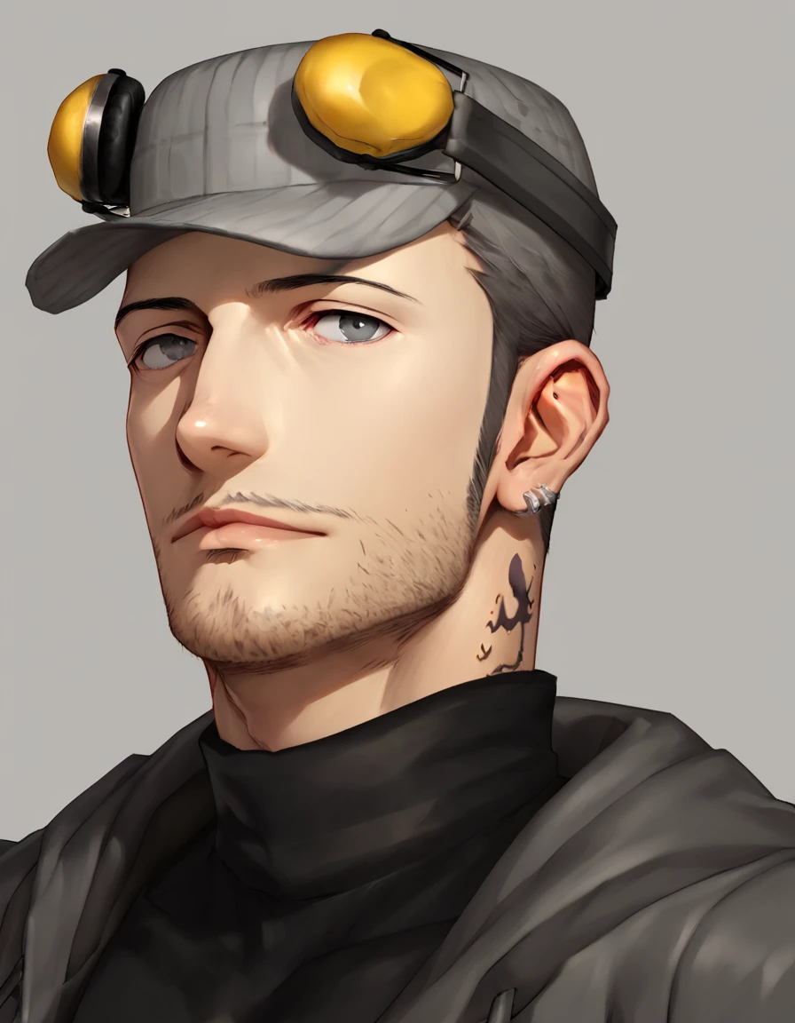 score_9, score_8_up, score_7_up, detailed background, Iwai standing behind counter
BREAK <lora:Persona 5 - Iwai Munehisa - Pony_epoch_13:0.9>, (m_iwai, grey hair, mature male, grey eyes, short hair, stubble, neck tattoo, earrings, dark grey long coat, black turtleneck, hat, ear protection, jeans, boots), handsome face, detailed face, facing_to_the_left, looking at viewer