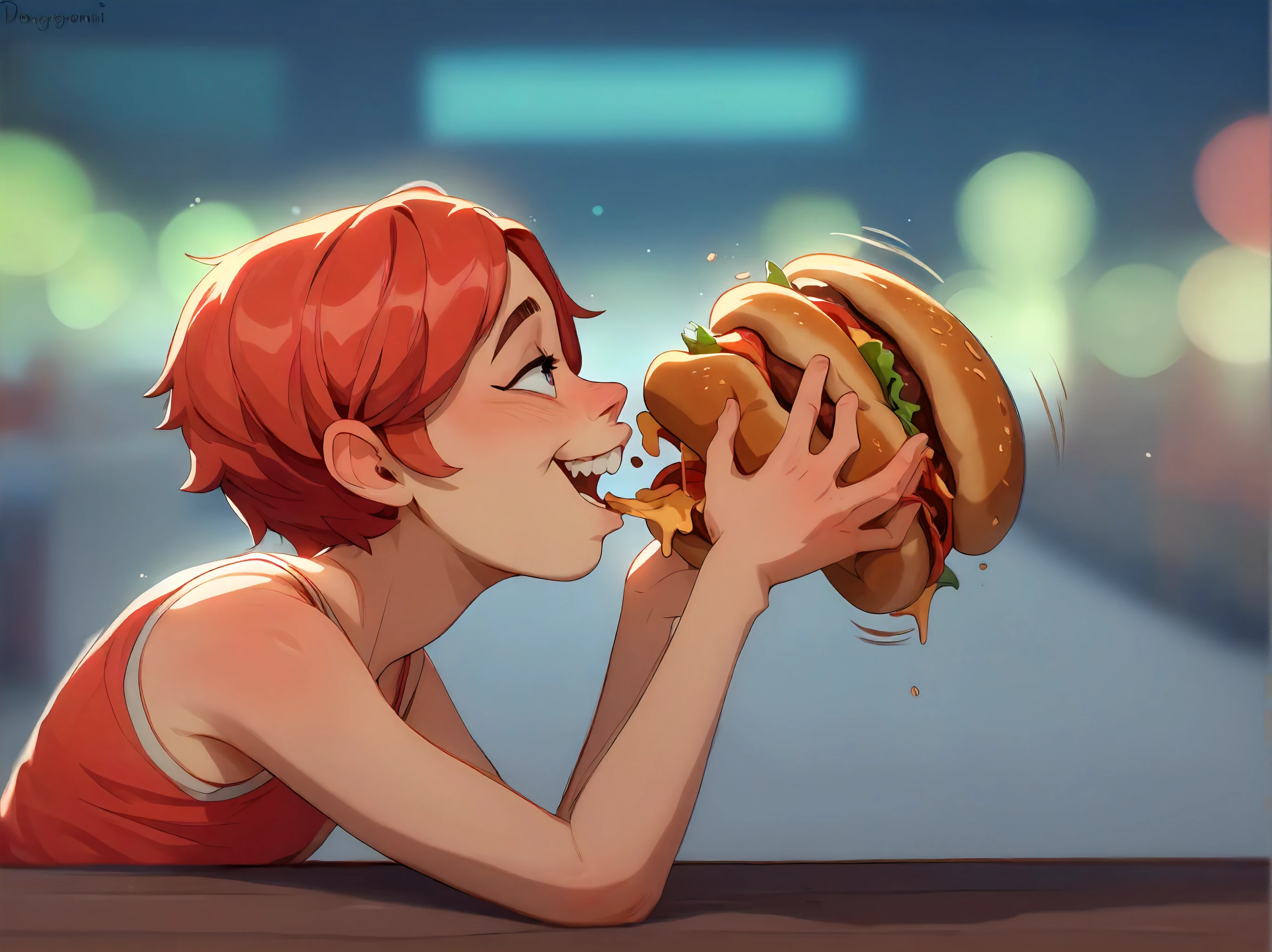 ((score_9), score_8_up,score_7_up),rating_questionable,(uncensored,nsfw),1girl,teeth,eating,motion_blur,motion_lines,(refraction,contour_deepening,chromatic_aberration,bokeh,film grain,body blush),hotdogponyxl,hot dog,looking at food,food focus,<lora:HotDogPonyXL:1>,<lora:PaleVeeTest3:1.3>,