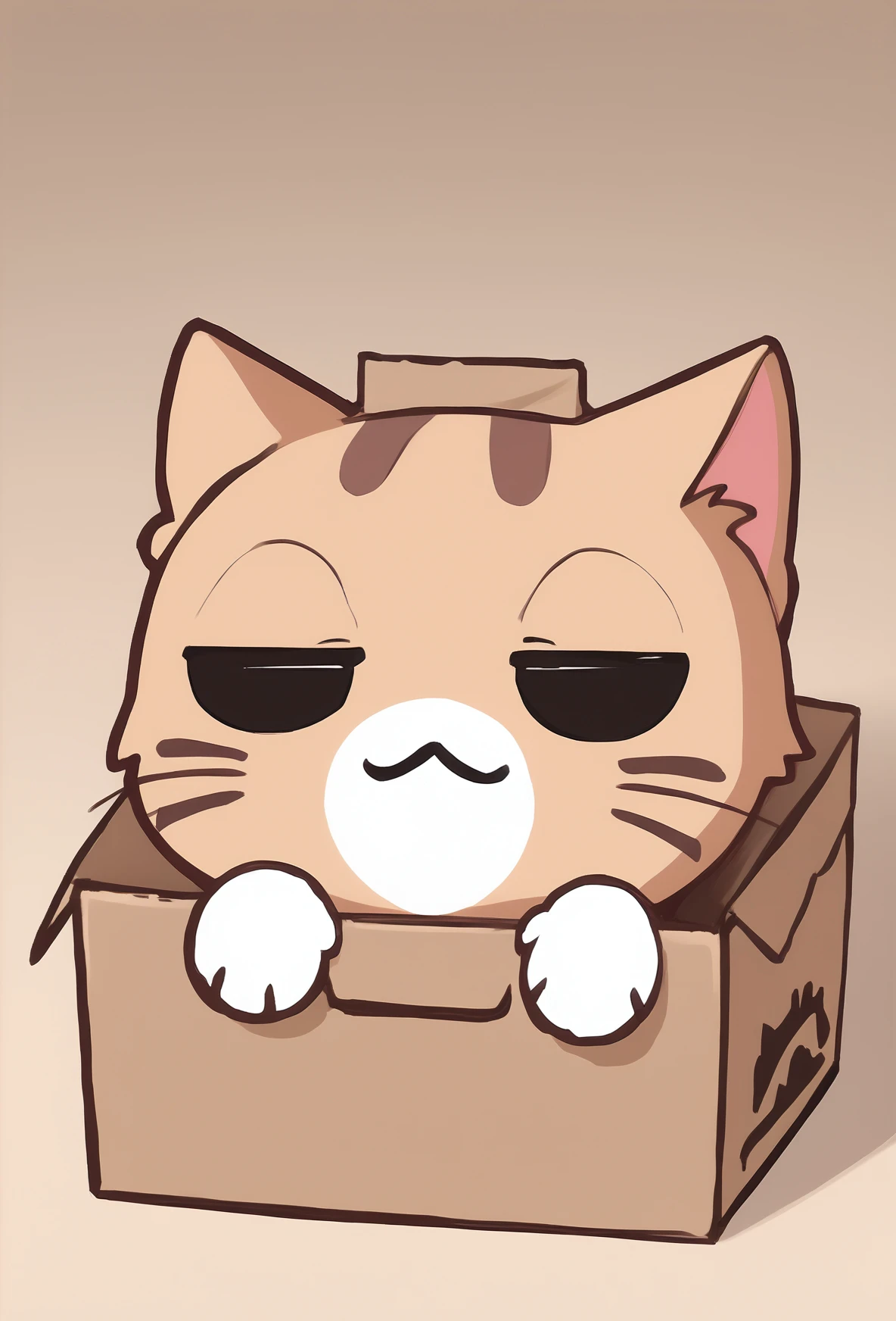 b0xe,in box,chibi,cardboard box, 
score_9, score_7_up,
 comfy, half-closed eyes, 
animal focus, no humans, nekoemoji, cat
 <lora:chibi_box_b0xe_v2.1:0.9> <lora:discord_nekonekonekone_ponyXL:0.8>