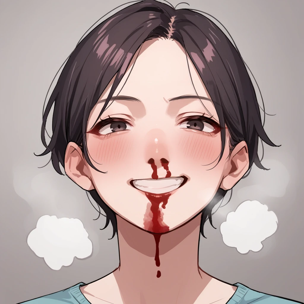 score_9, score_8_up, score_7_up, score_6_up, score_5_up, score_4_up, zPDXL2,source_anime,rating_questionable, <lora:Bloody_Nose:0.8> bldns3, nosebleed, blood, looking at viewer,closeup, blush, steam, awkward smile