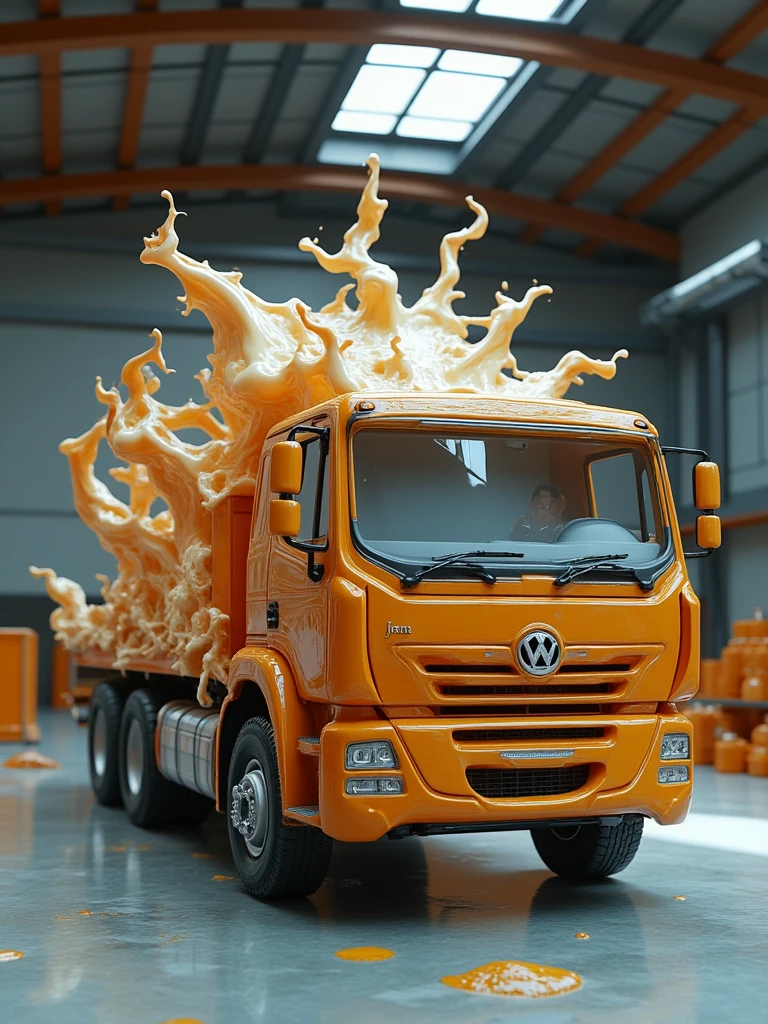 a truck made of scream_fluid,in factory