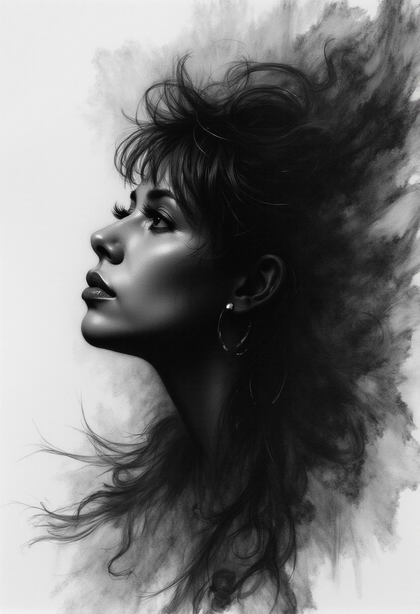 Charcoal drawing, Volumetric lighting, silhouette art, hyper-realistic art, breathtaking linearity (vivid alcohol ink sketch). [magnificent, brilliant, intriguing oddity, extravaganza of beauty, mystery of darkness, unusual natural aesthetics, glossy], award winning, professional, very detailed. Extremely High Resolution Details, Photographic, Realism Taken to the Extreme, Fine Texture, Incredibly Realistic, High Contrast, Well Expressed, Silhouette Art, Depth of Light, Dramatic Atmospheric Lighting, Volumetric Lighting, Atmospheric haze, film grain, cinematic frame, in the style of Anders Zorn, Alexi Brilo, Luis Royo