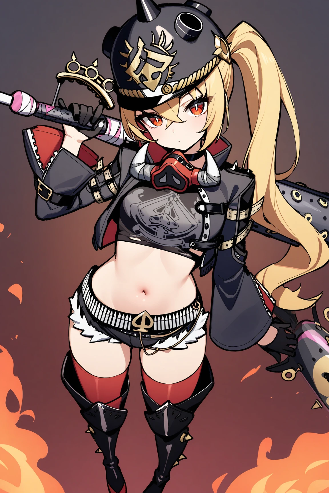 nsfw, anime style, (best quality:1.5, highres, UHD, 4K, detailed lighting, shaders, masterpiece, best quality), 4K, 1girl, solo, warspite, full body, blonde, Cute detailed face, ultra detail face, detailed lips, Slender Eyes, sharp eyes, sideways glance, evil smile, boobs, nipples, mother milk, hips, thick expresionless, from bottom, from front, (sexy pose, open squat:1.5), blue sky, blue sea