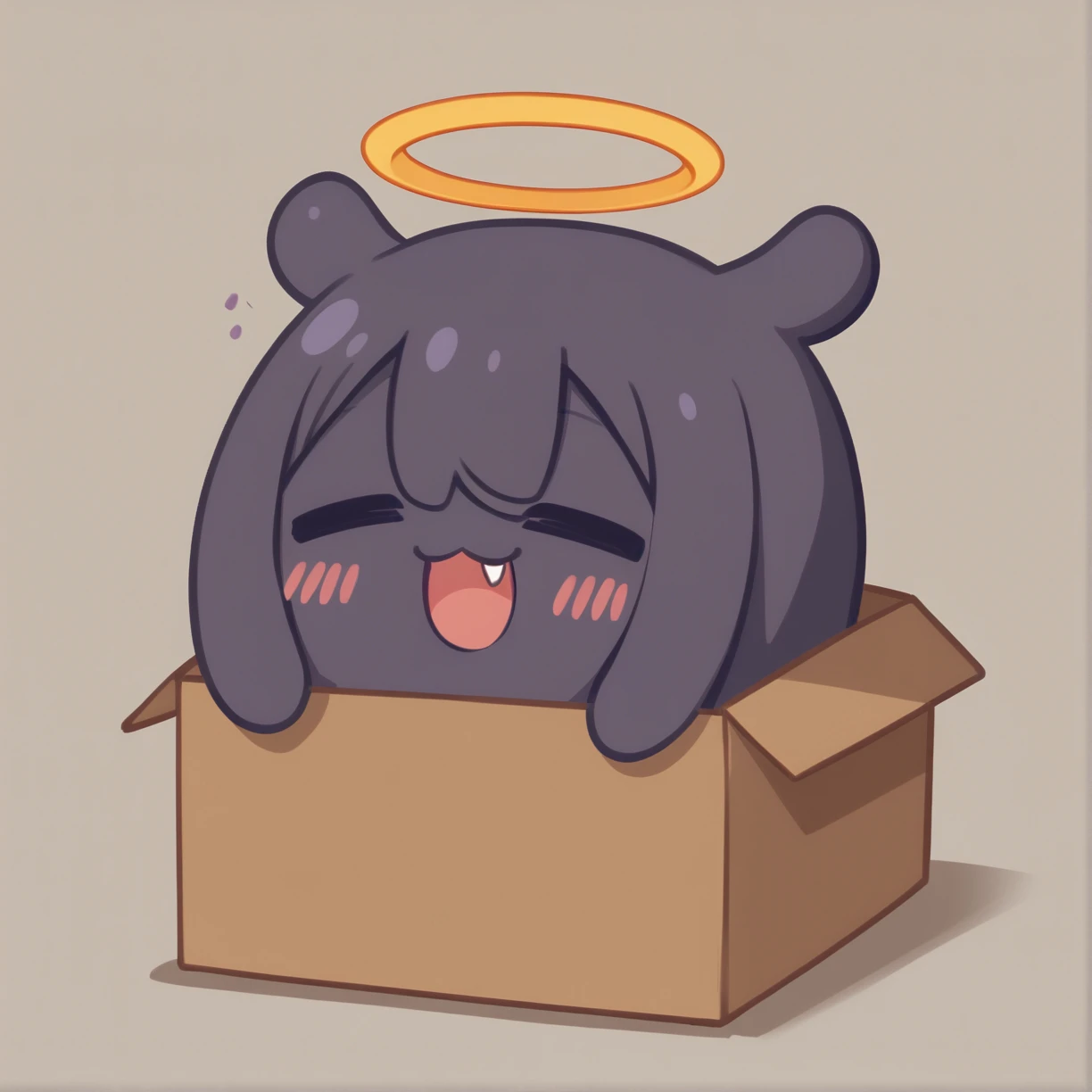 b0xe,in box,chibi,cardboard box, 
score_9, score_7_up,melting, happy,
Takodachi, no humans, chibi, octopus, halo, closed eyes, :3, blush, fang, open mouth
 <lora:chibi_box_b0xe_v2.1:1> <lora:ChamTakodachiPonyXL:1>