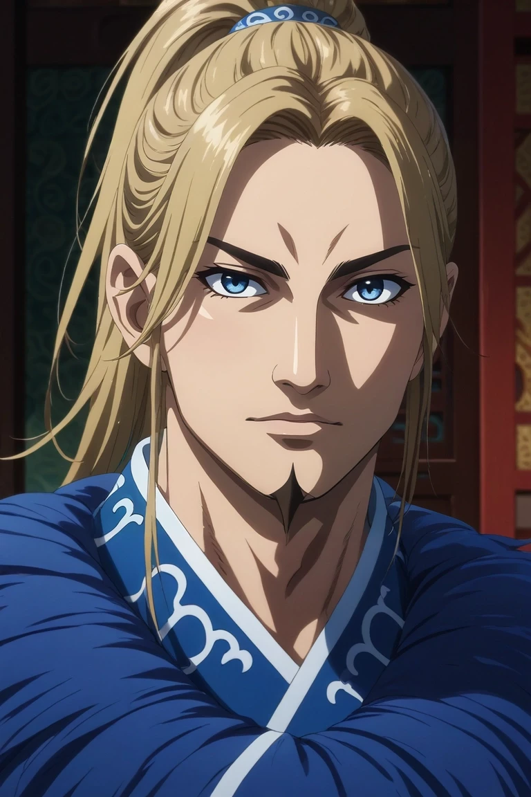 score_9, score_8_up, score_7_up, , rating_safe, intricate details, (photorealistic:0.6), , , 1boy, solo, male focus, <lora:li_mu_pony:0.8>, li_mu, blonde hair, blue eyes, long hair, ponytail, facial hair, goatee, , wide angle, wide shot, cowboy shot, great wall of china, indoors, light, slouching, sparkling eyes, , <lora:sdxl_lightning_8step_lora:1>