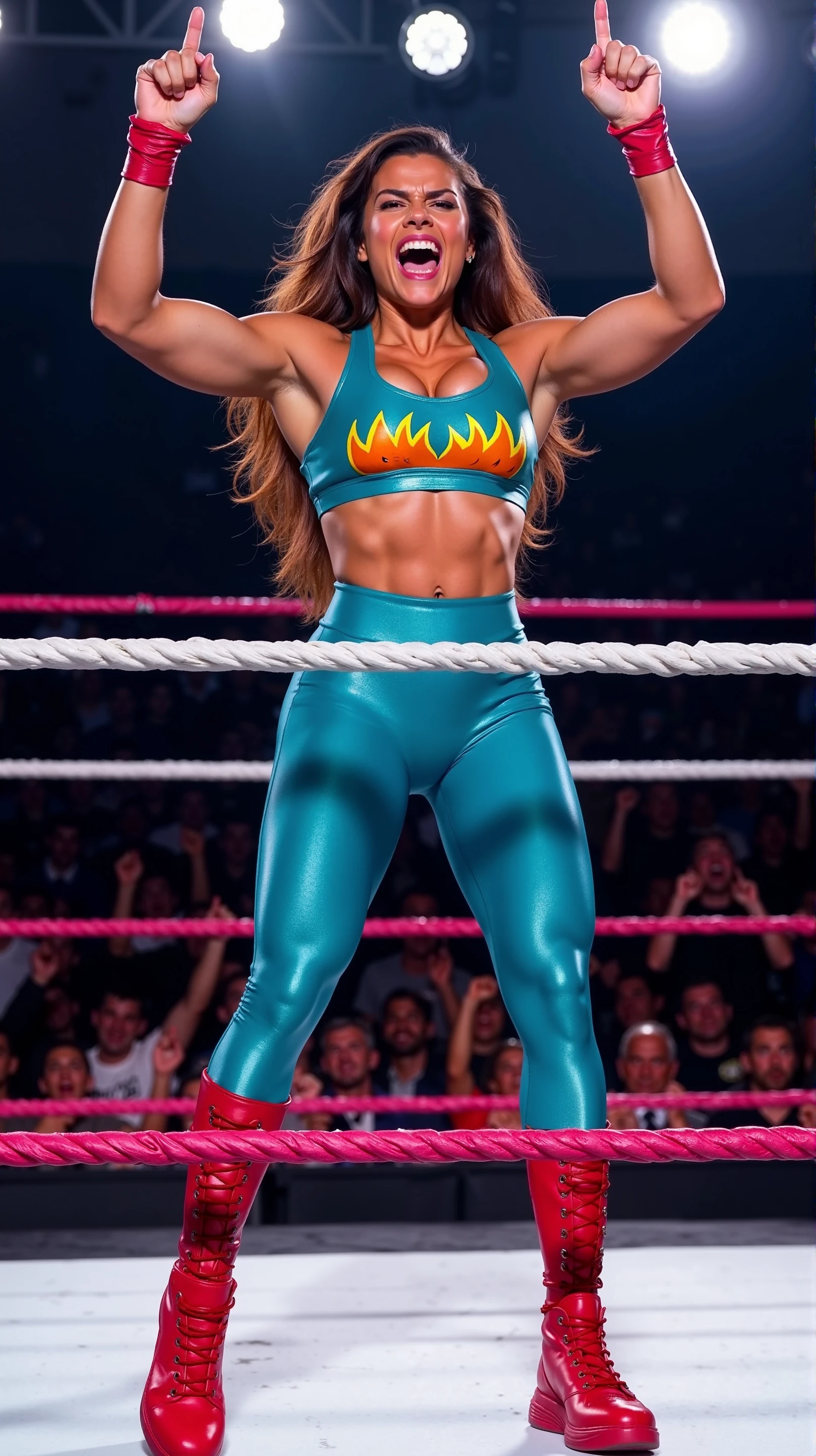 Aerial(The Little Mermaid), skintight leather thong, topless, lighting printed boxing gloves, big ass, thick pudgy thighs, big tits, 