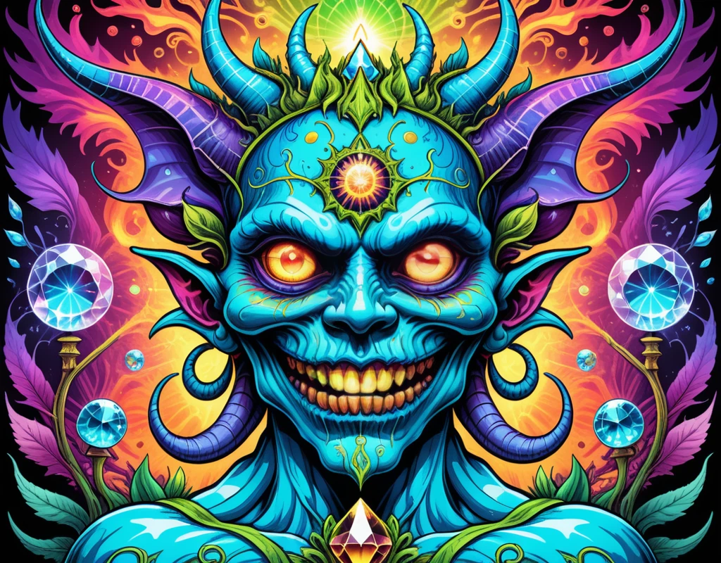 <lora:Daisy-Acid:.4> color line art,acid-art, trippy, daisyart, sketch, Magic-style Demon, it is Biochemical and Mad, absurdres, epic atmosphere, magical, dslr, stunning, aesthetic, romantic, located artistic, extremely stylish, perfect background, sublime, dynamic composition,Hyperrealistic, crystal-clear,with super sharp details and vivid colors, intricate textures, and pristine clarity