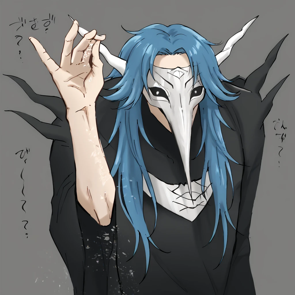 <lora:Zamza:0.8> z4mz4, 1boy, solo, long hair, plague doctor mask, blue hair, black cloak
 <lora:SaltBaeMeme_XLPD_CAME:1> SaltBaeMeme