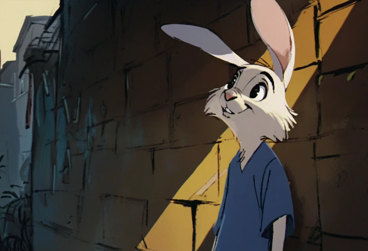 rhskippy, (rabbit:0.7) ears, standing in an alley, solo portrait, backlighting <lora:rhskippy-ponyv6xl:0.9>, score_9, score_8_up, score_7_up, score_6_up, score_5_up, score_4_up