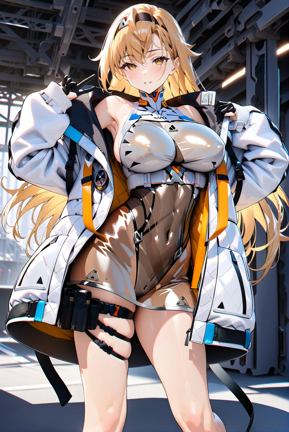 top-quality、realistic touch,high-detail、photoRealstic、thin-waist、captive beauty、big eye、solid platinum-blonde eyelashes、platinum-blonde、full body Esbian、Sparkling eyes, cheeks flushed、thin-waist、In the classroom of the school、She is in estrus、cocky expression、Super short skirt with V-line visible、Sleeveless、Navel look、small tits、Ponytail hair style、Naughty costume that is extremely short in length、Colossal tits、big butts、Angle from below、Big breasts visible between uniform and stomach、sexy pose、Clothes that are thin and see-through、Embarrassed look