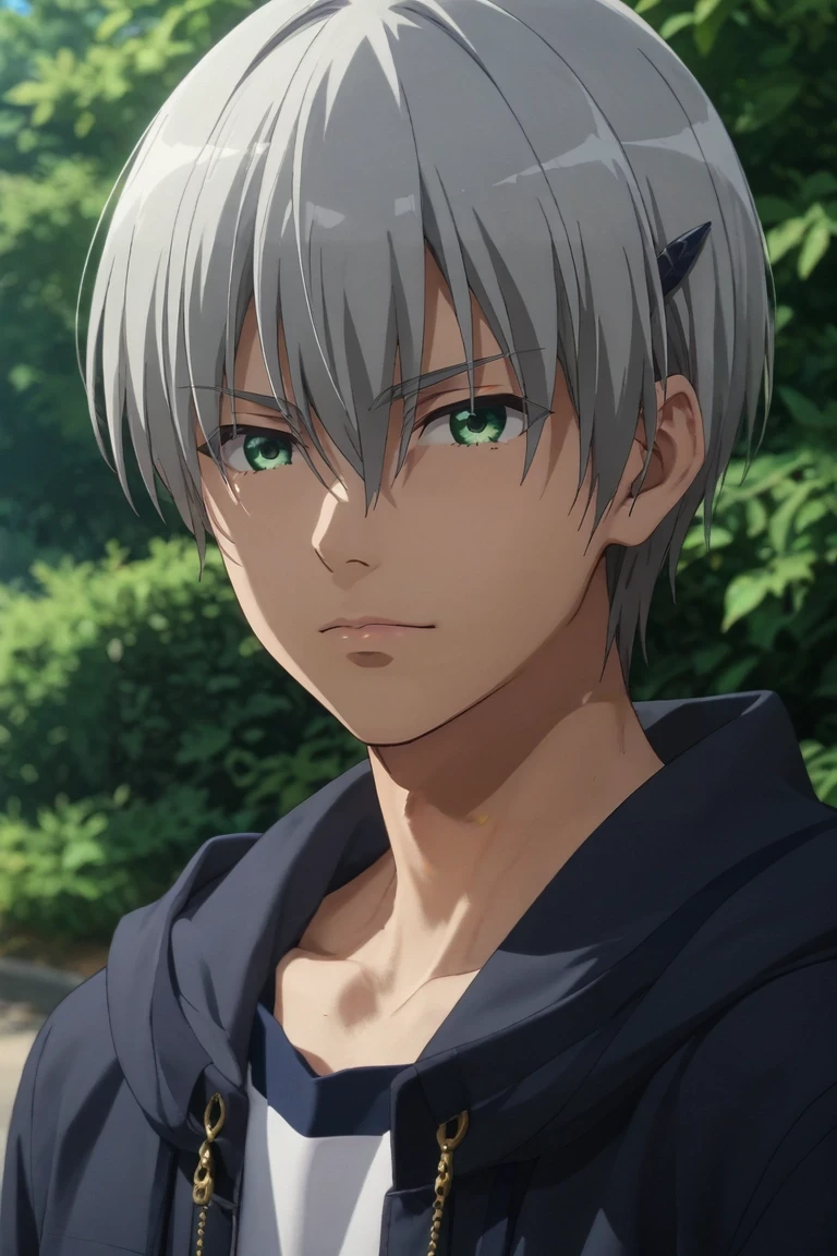 score_9, score_8_up, score_7_up, source_anime, rating_safe, , (3d:0.4), , depth of field, 1boy, solo, male focus, <lora:hiroto_suzuki_pony:0.86>, hiroto_suzuki, grey hair, green eyes, short hair, bangs, hair between eyes, , , , <lora:sdxl_lightning_8step_lora:1>