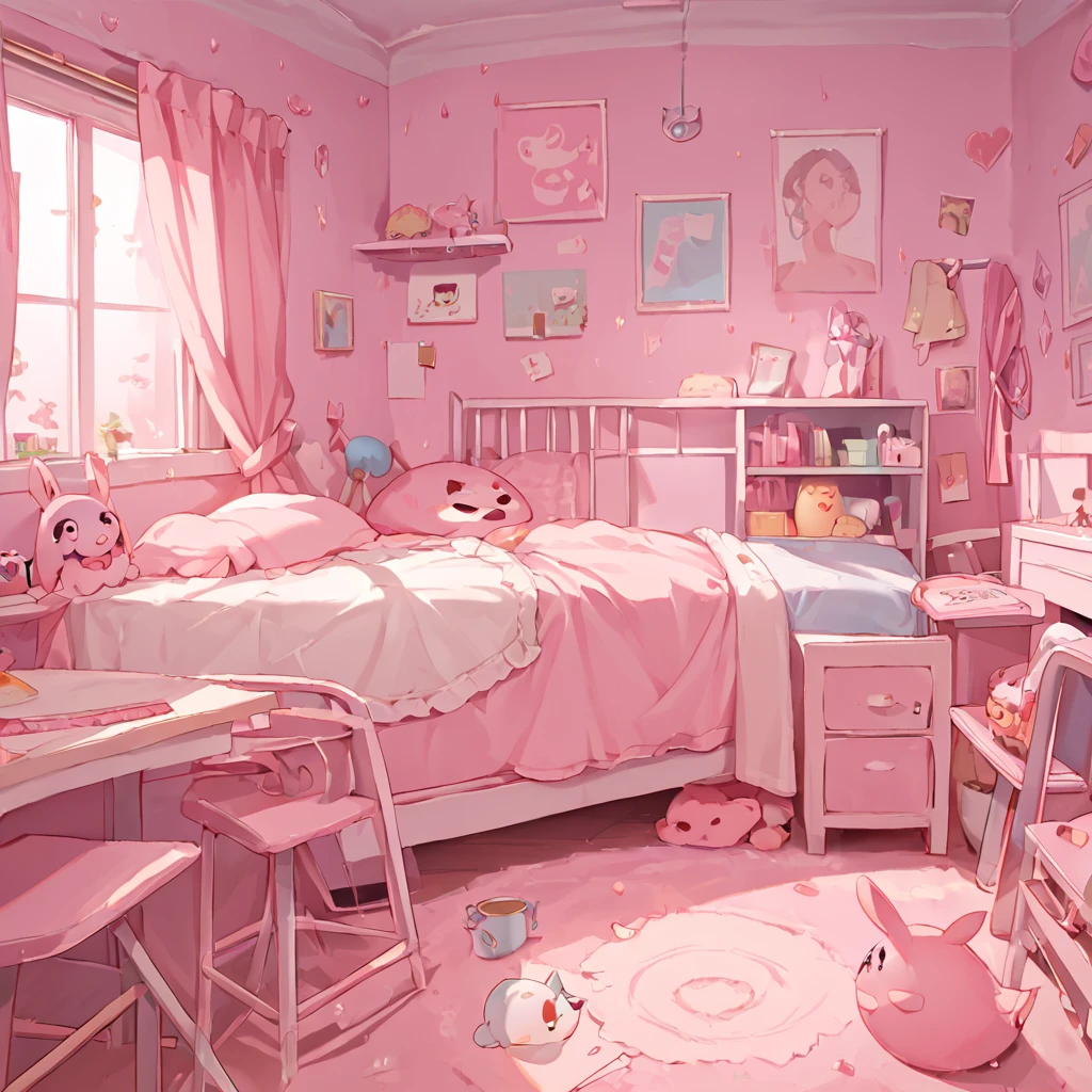 score_9, score_8_up, score_7_up, score_9, score_8_up, score_7_up,no_humans, b3droom, pink theme, kawaii, indoors<lora:Private_roomkawaii_female_bedroom:1>