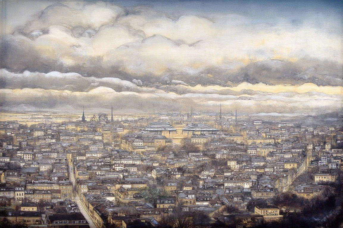 Japanese Painting by fusenT2, Paris Townscape