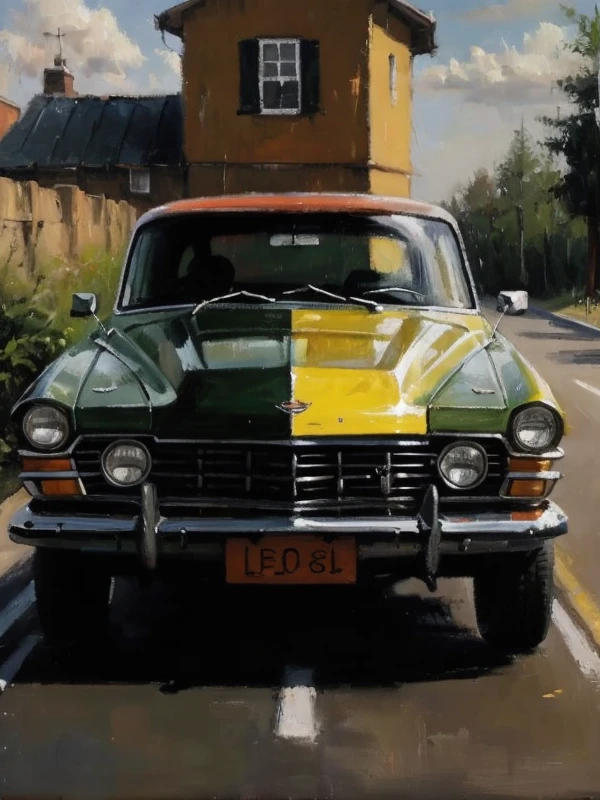 a car, oil painting, traditional medium, <lora:OilPaintingEffects:0.9>