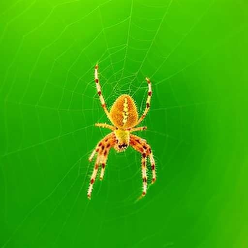 spider, spider web, yellow, green background, no humans